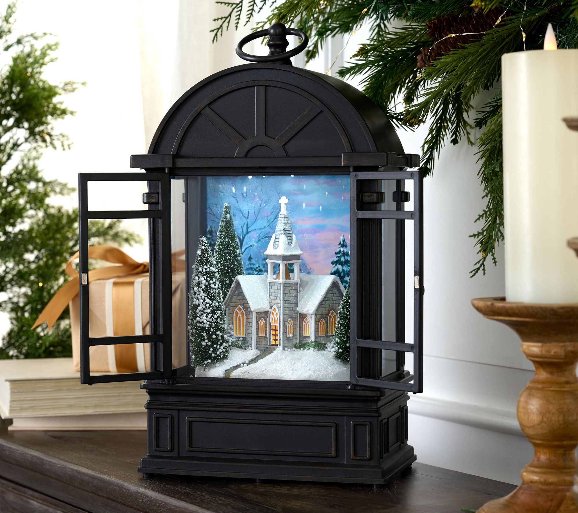 "As Is" Christmas Time Reflections Illuminated Snowing Lantern