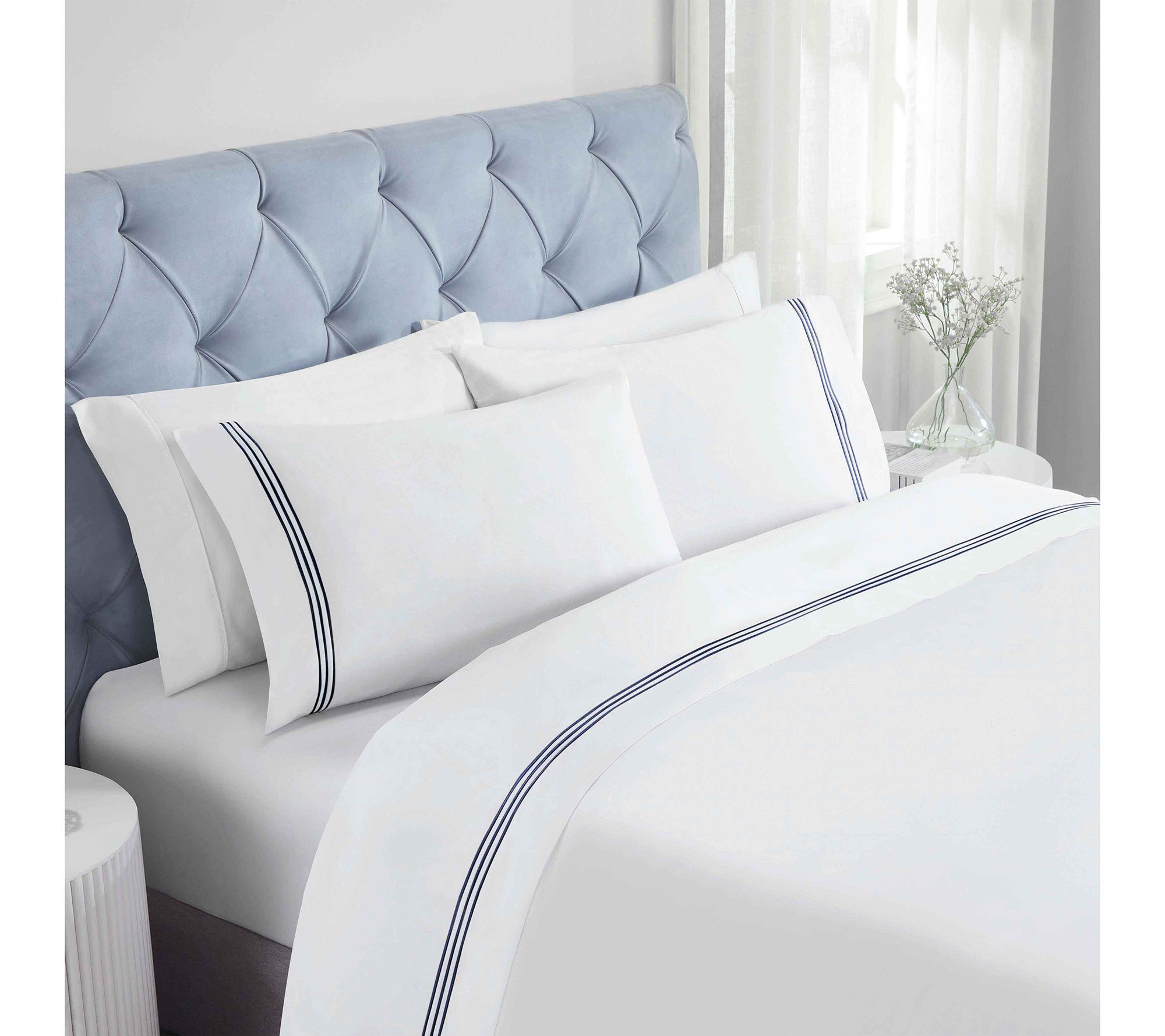 Superior Brandon Cotton Embroidered Bed Sheet Set-Cal/K