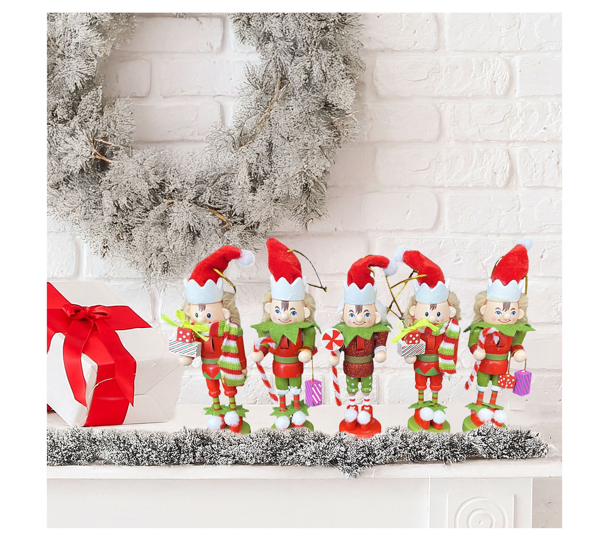 Santa's Workshop 5" Elf Nutcracker Ornaments, Set of 5