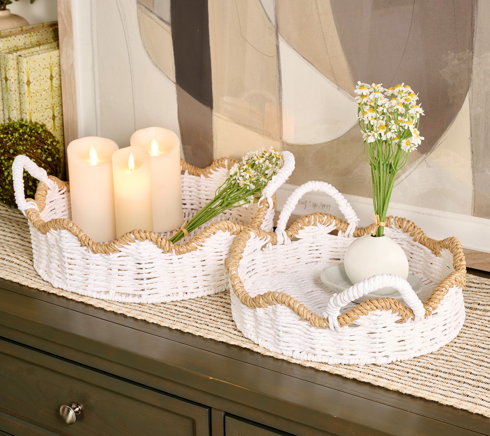 Home Reflections S/2 Nesting Scalloped Basket Trays
