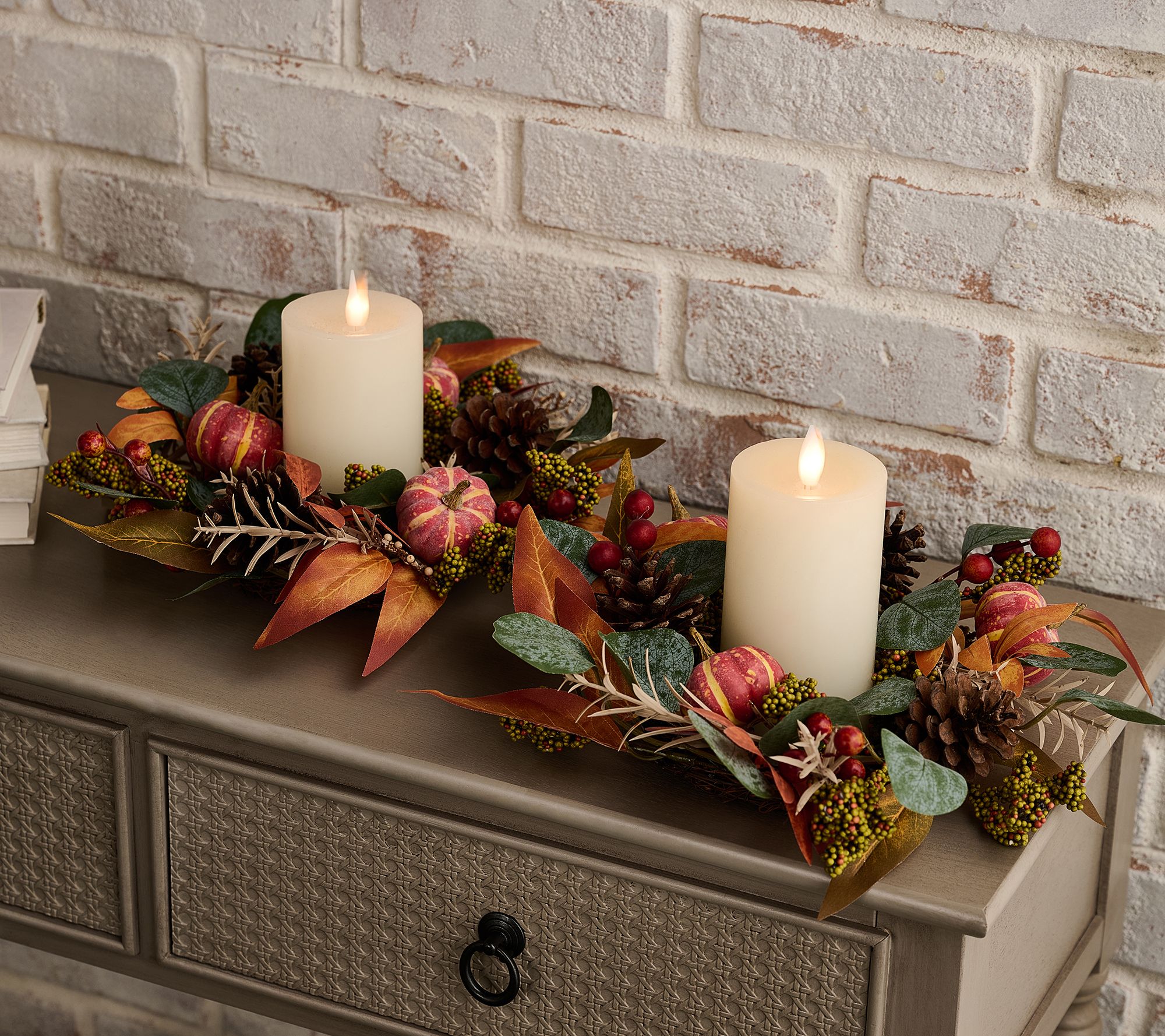 "As Is" Set of 2 Pumpkin, Pinecone, and Leaf Ring by Valerie