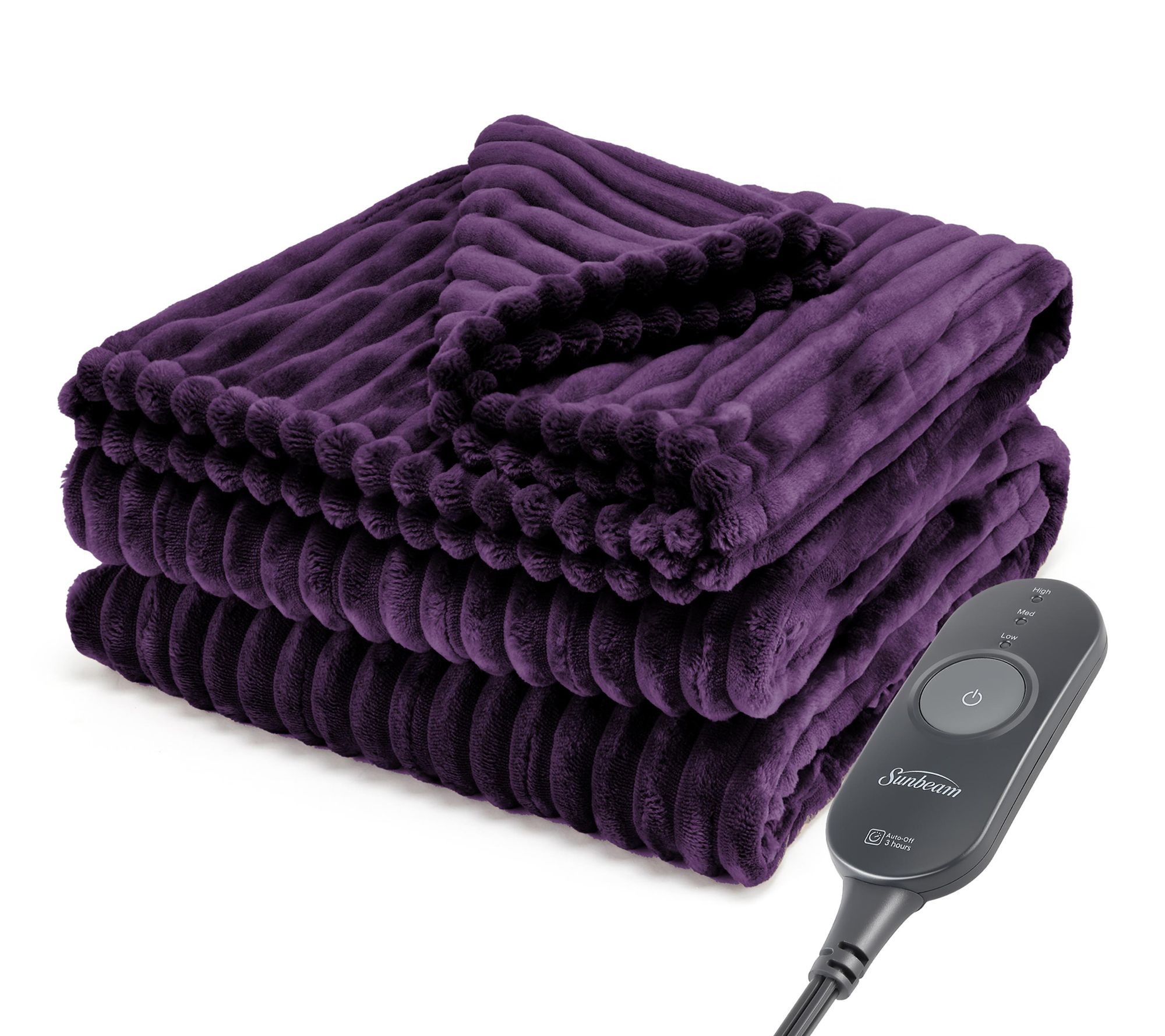 Sunbeam Textured Velvet Heated Throw