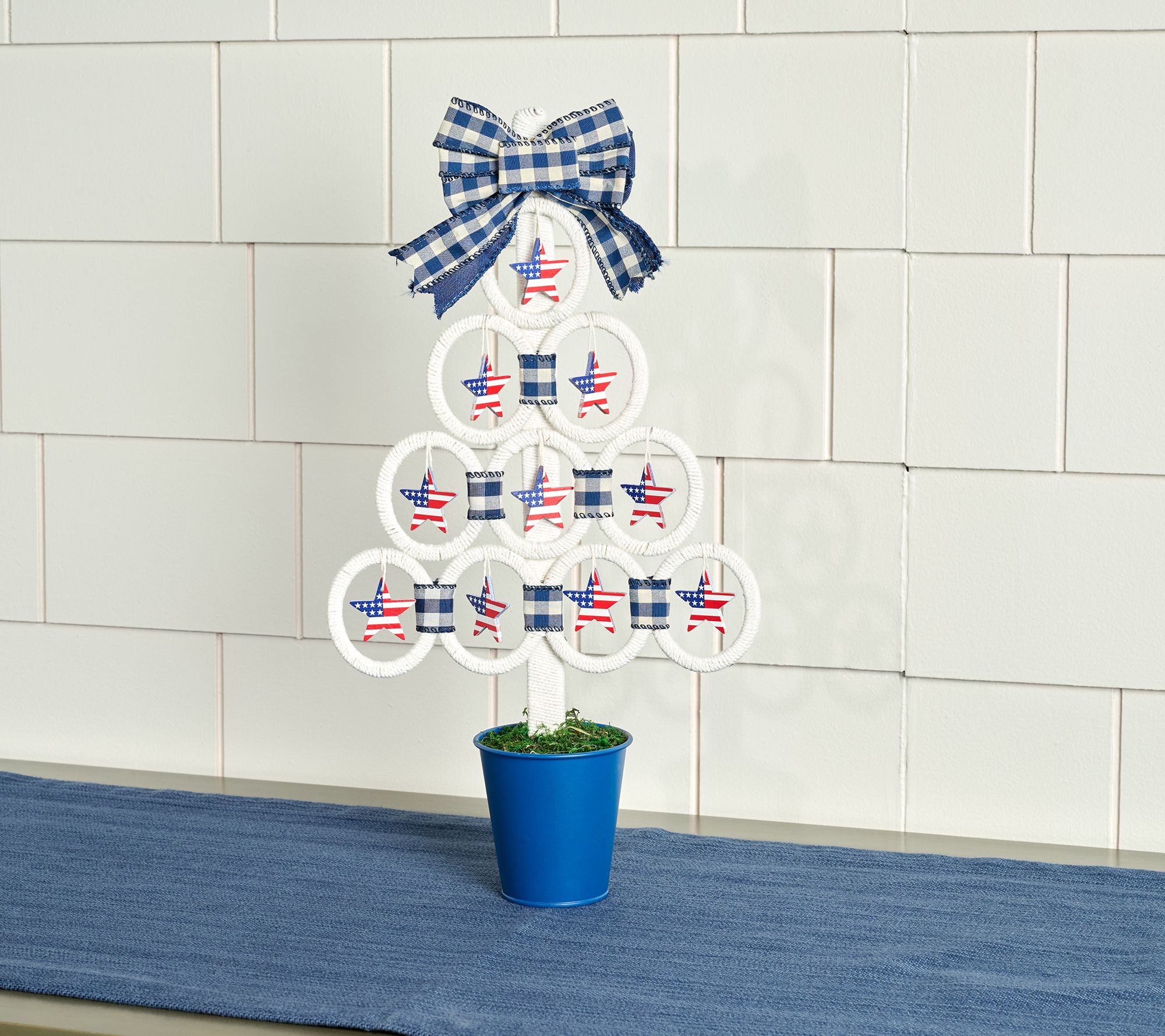 17" Potted Tree with Ornaments and Bow by Valerie