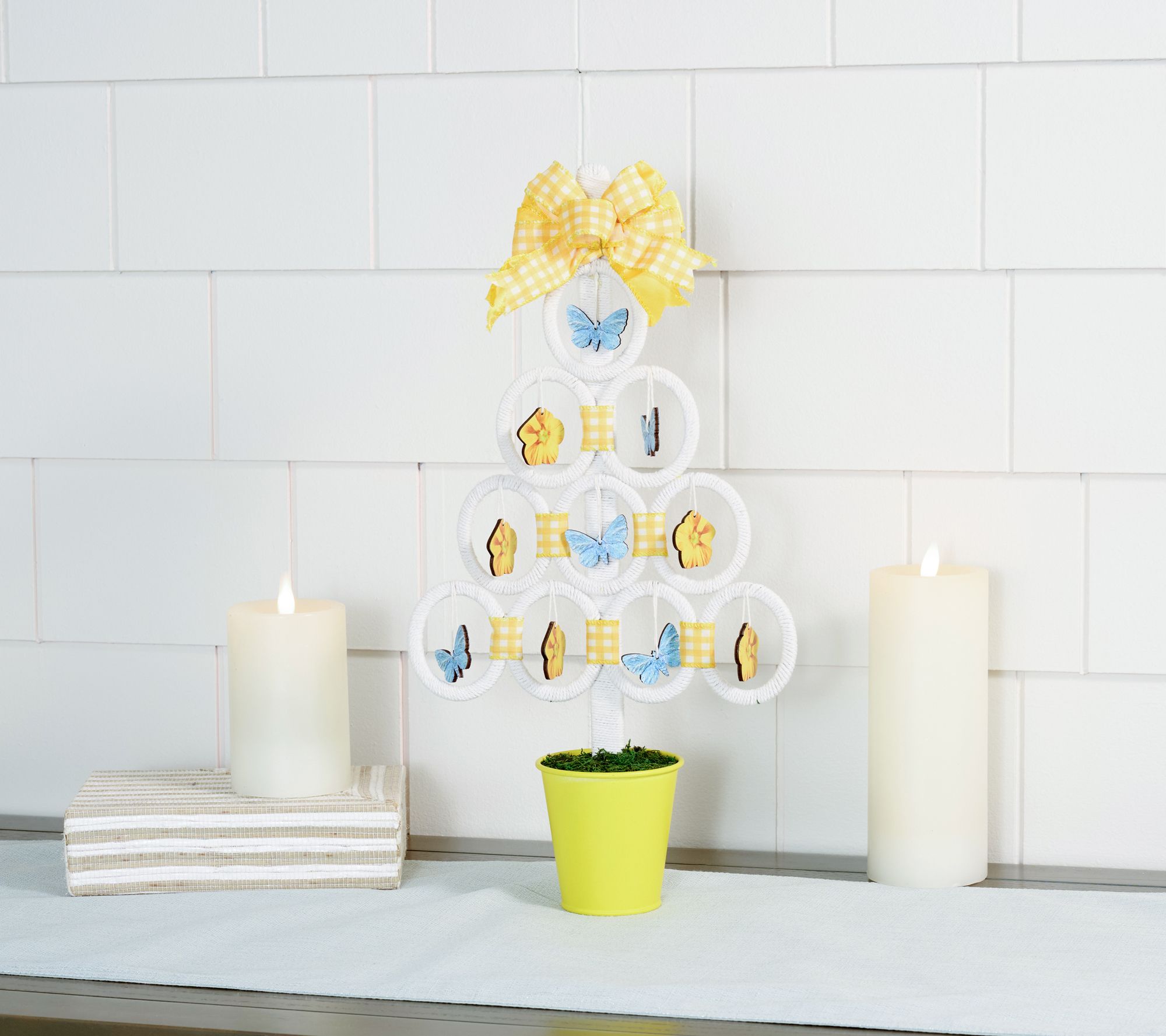 17" Potted Tree with Ornaments and Bow by Valerie