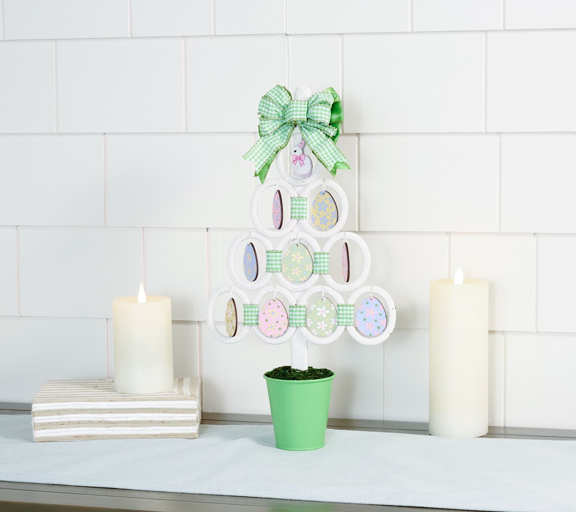 17" Potted Tree with Ornaments and Bow by Valerie