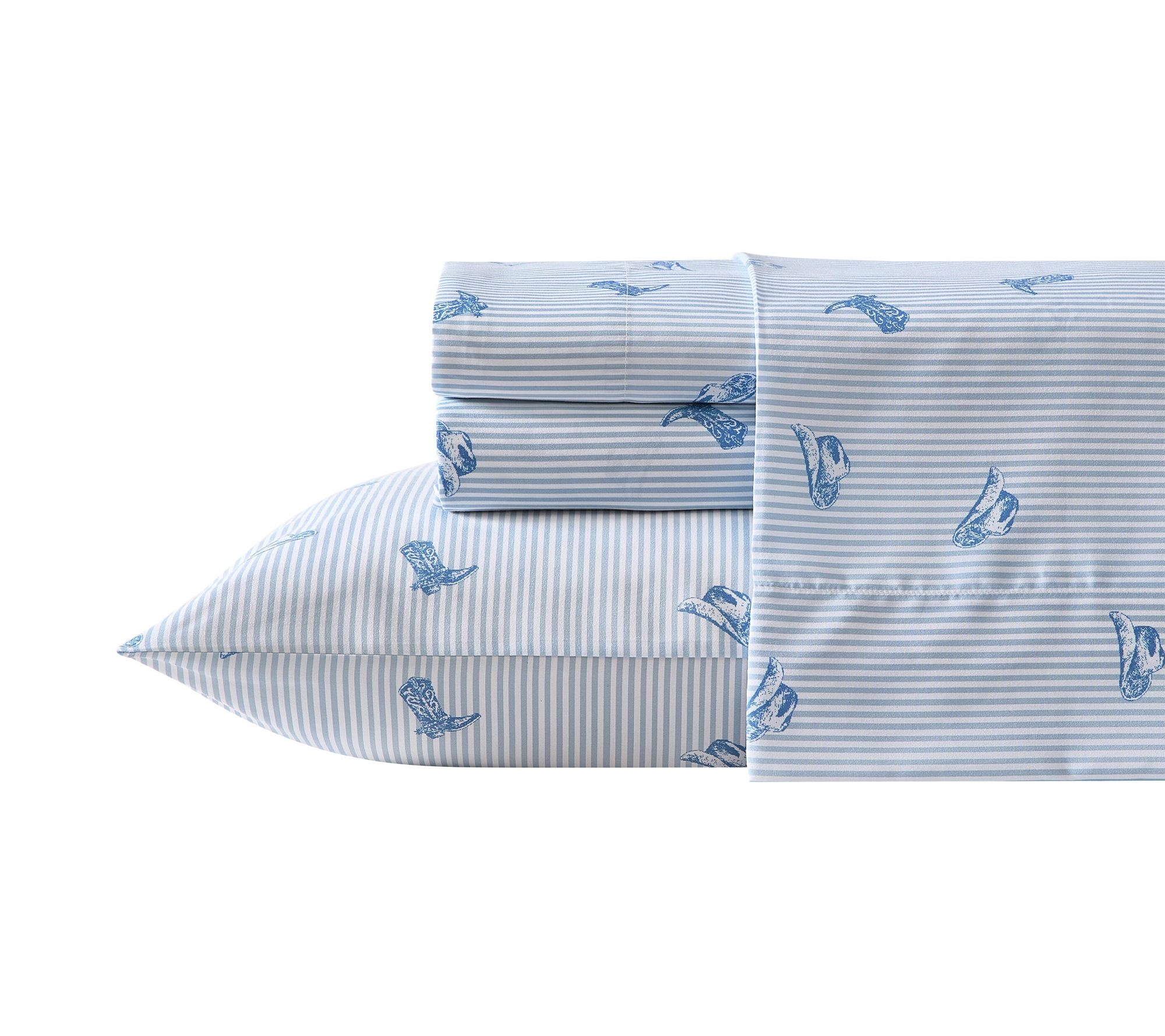 Wrangler Cowboy Pinstripe Blue Twin MicrofiberSheet Set