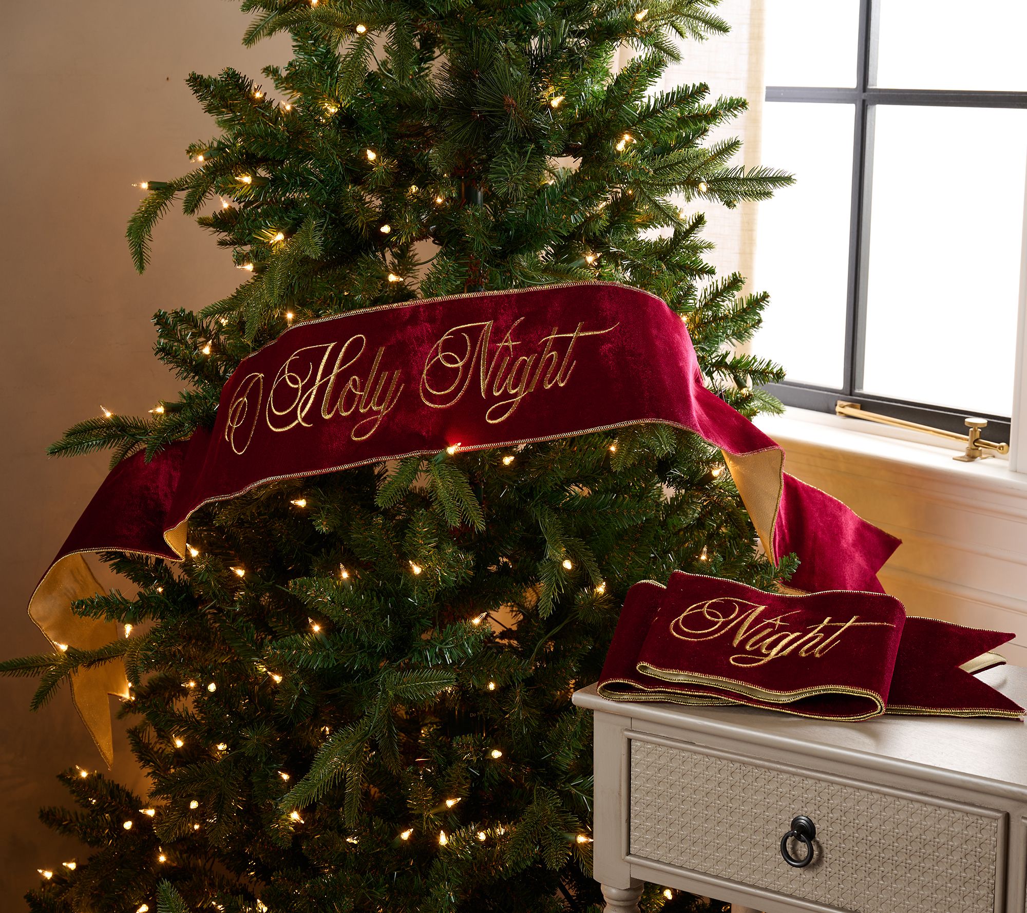 "As Is" Set of 2 6' Holiday Message Ribbon Sashes by Kim Gravel