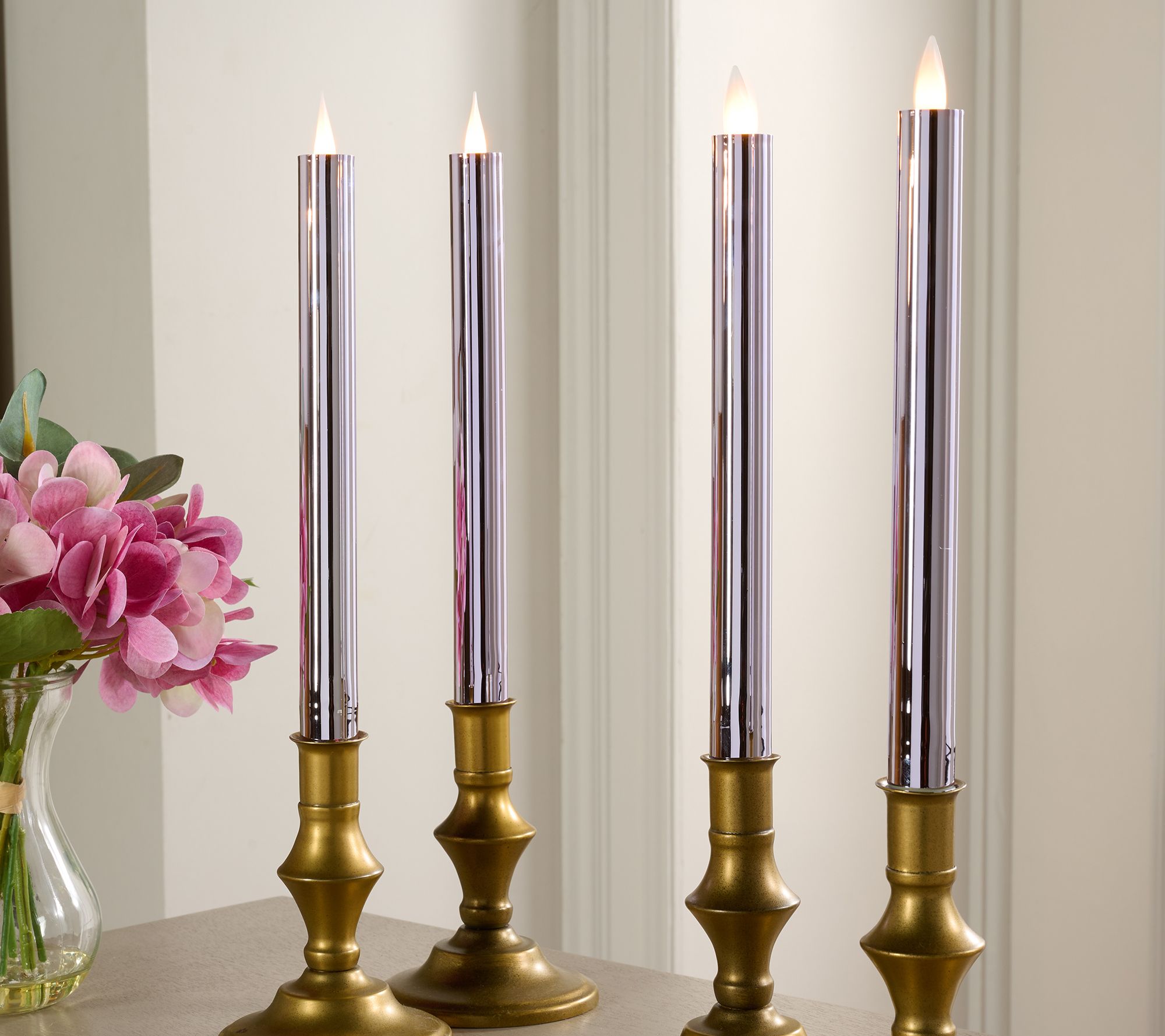 "As Is" Set of 4 10" Candle Light High Shine Tapers by Valerie