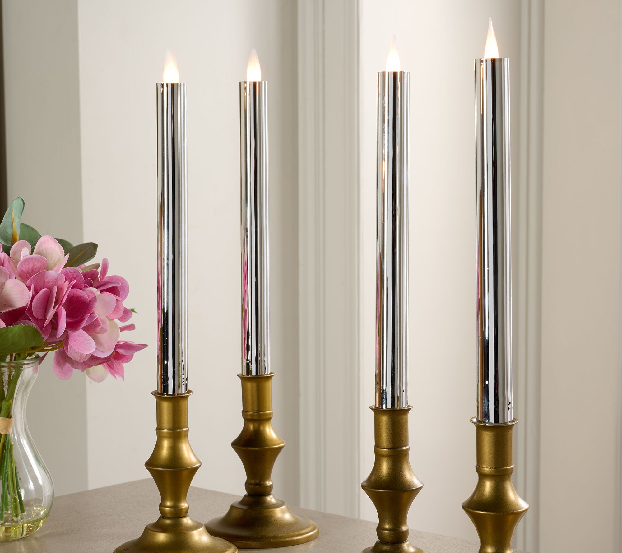 "As Is" Set of 4 10" Candle Light High Shine Tapers by Valerie