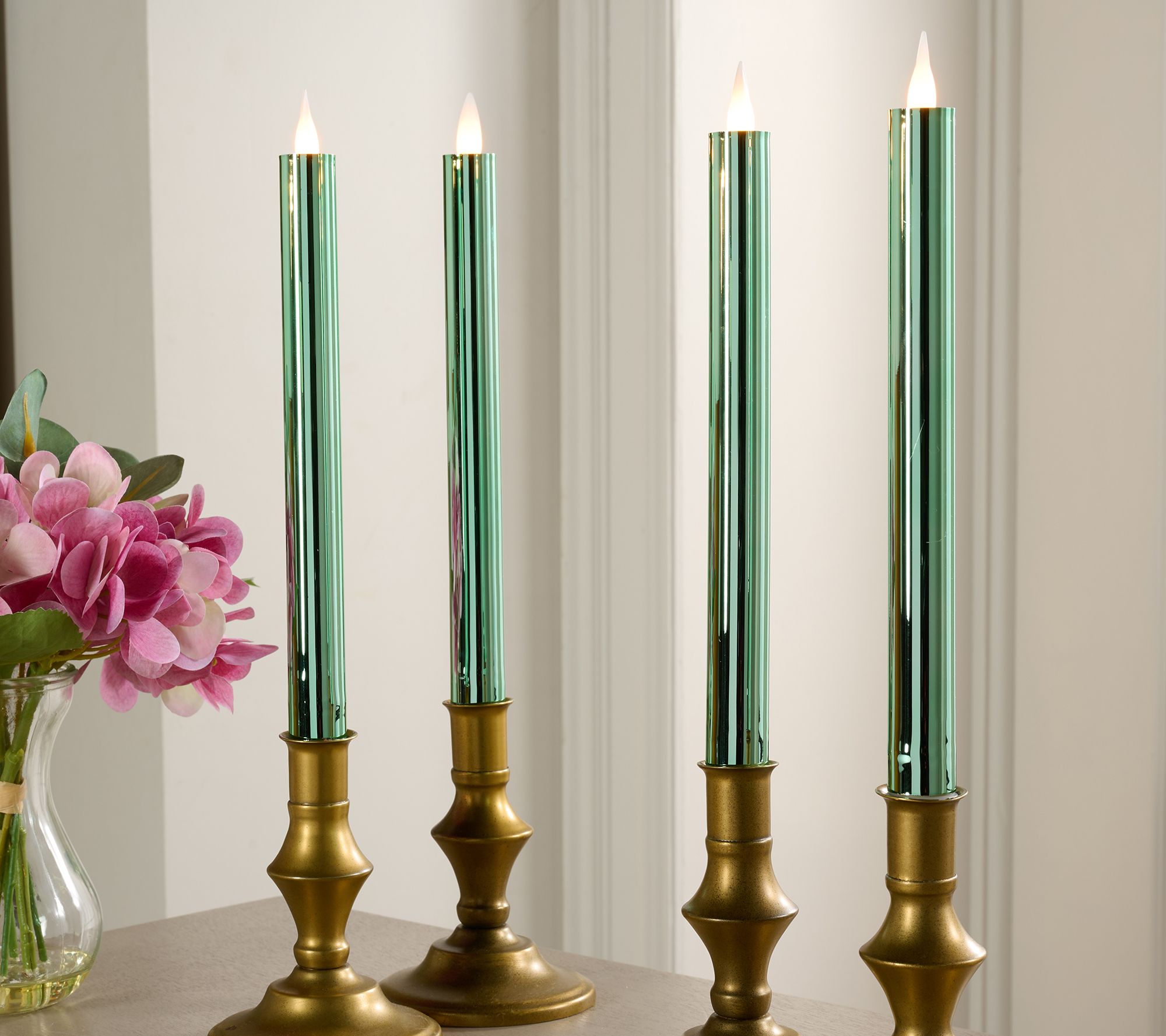 "As Is" Set of 4 10" Candle Light High Shine Tapers by Valerie