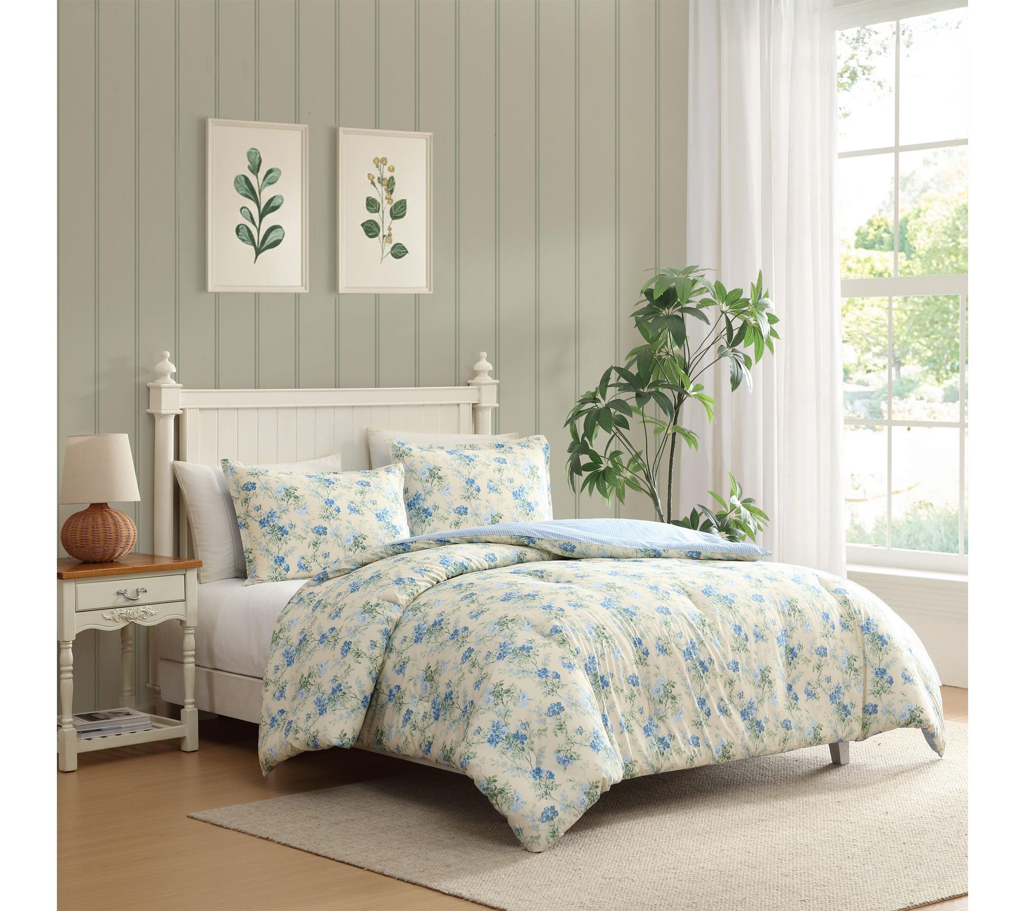 Laura Ashley Blossom Dance Yellow Cotton Twin Comforter Set