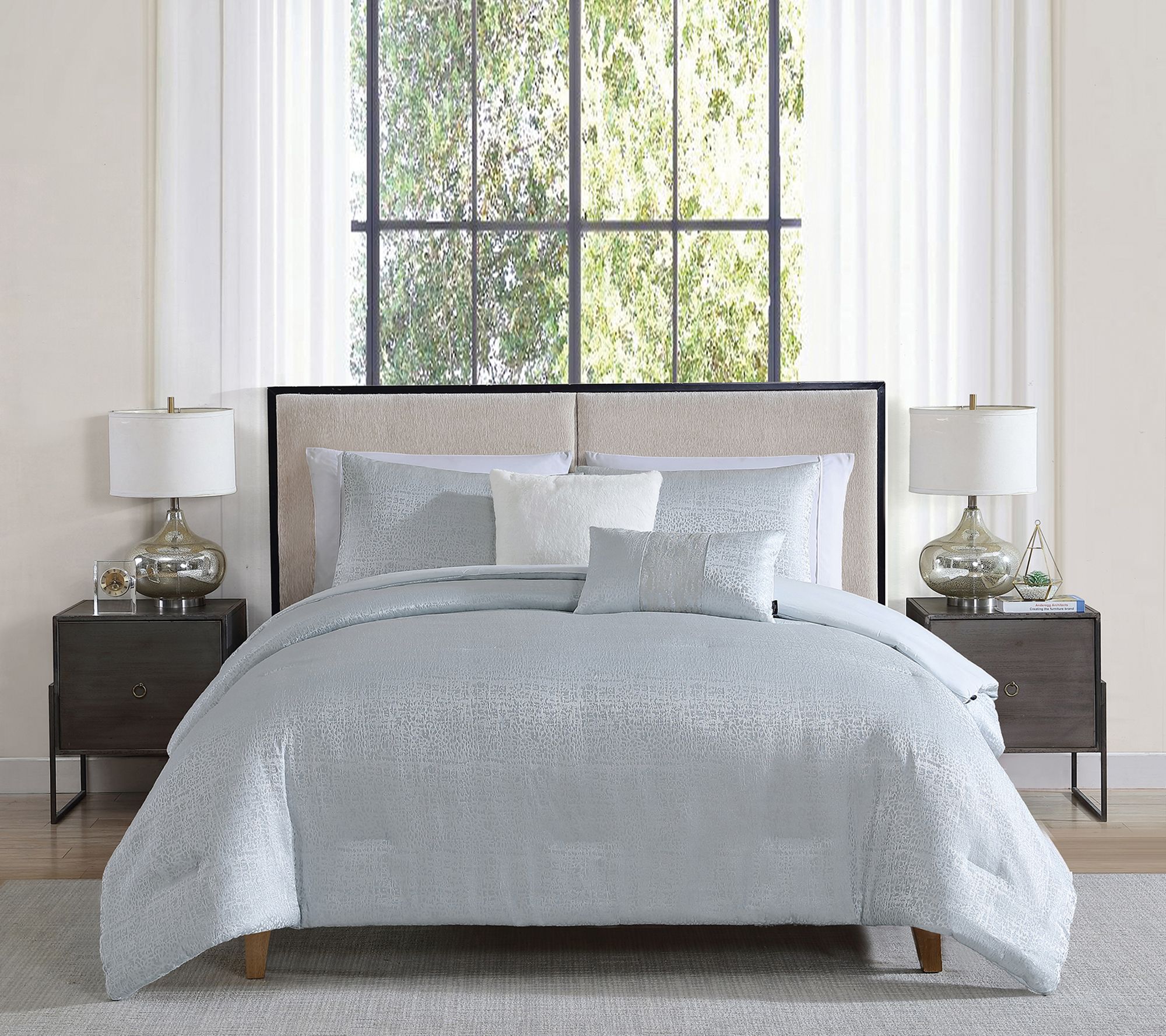 Tahari Home Sterling 5-Pc Jacquard Comforter Set, Queen