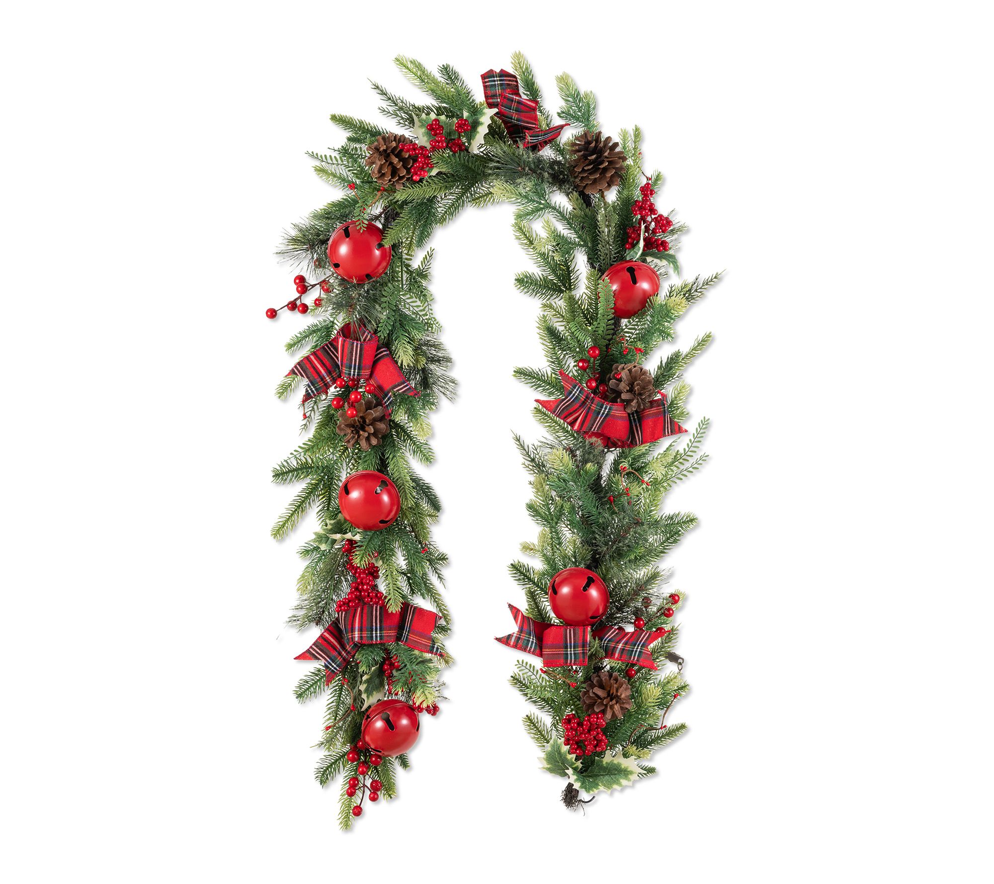 Glitzhome 28"H Christmas Bell Pinecone & Berry Bow Teardrop