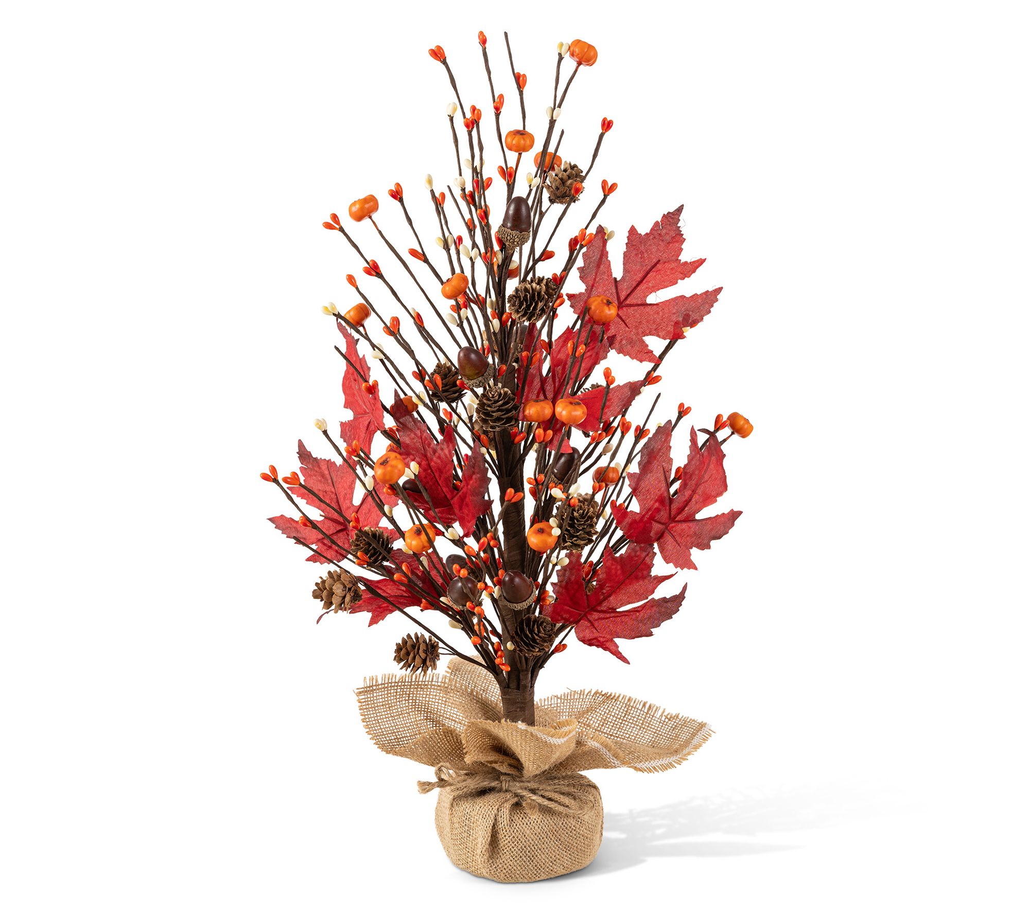 Glitzhome 21"H Fall Burgundy Leaves Table Tree
