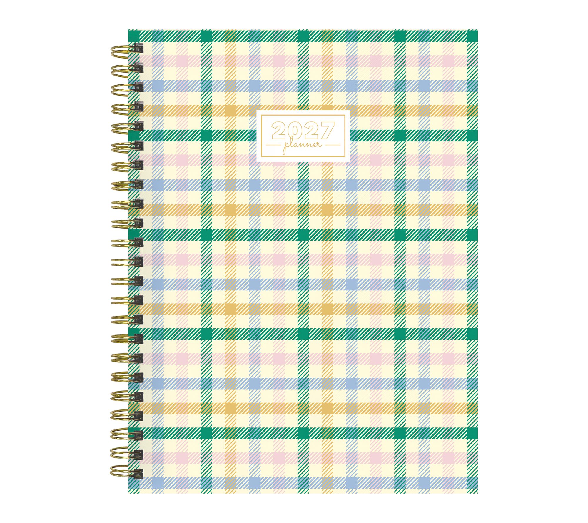 2027 Pastel Plaid Medium Weekly Monthly Planner