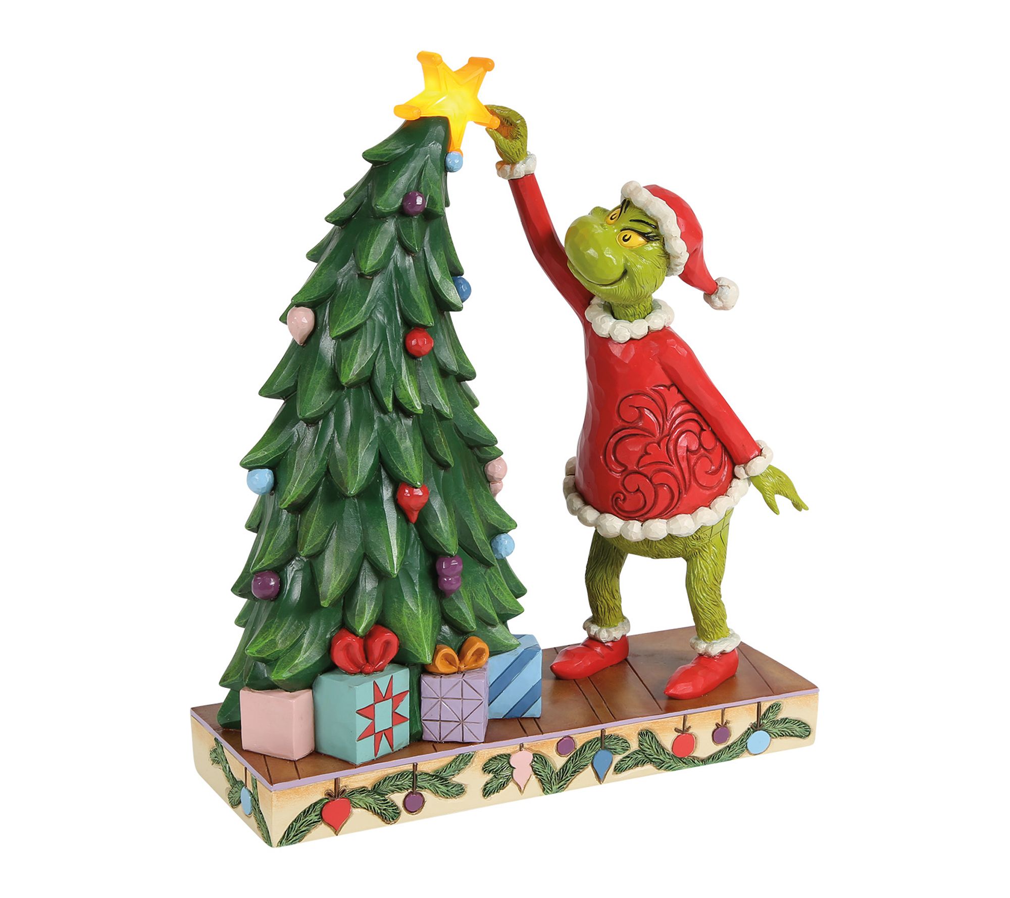 ぽ*☆様 新品　グリンチ クリスマスツリー ジムショア　Jim Shore 約2 Jim Shore Grinch Grinchy Pulling Tree Star Figurine 9.8in H - QVC.com
