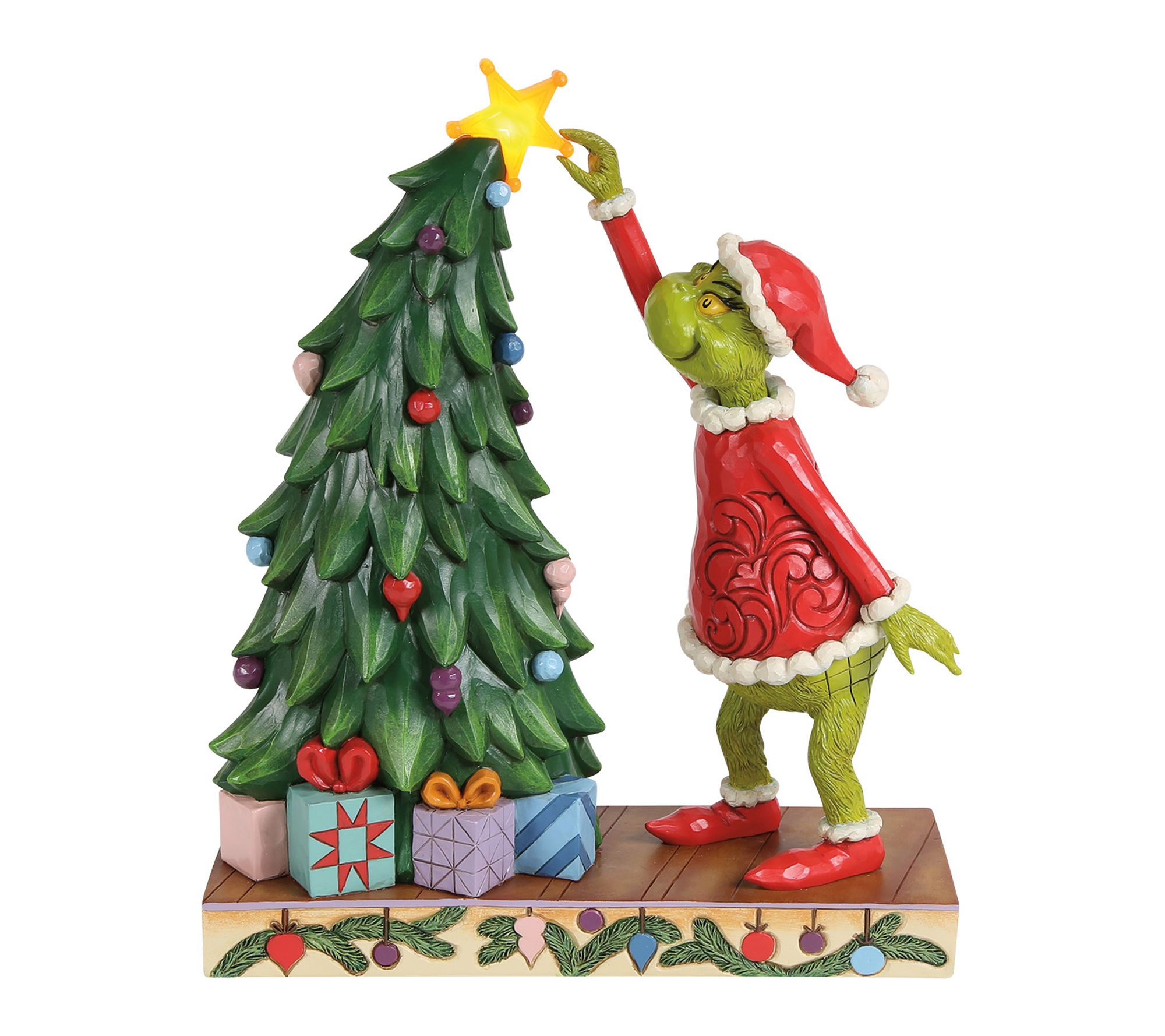 Jim Shore Grinch Grinchy Pulling Tree Star Figurine 9.8in H - QVC.com