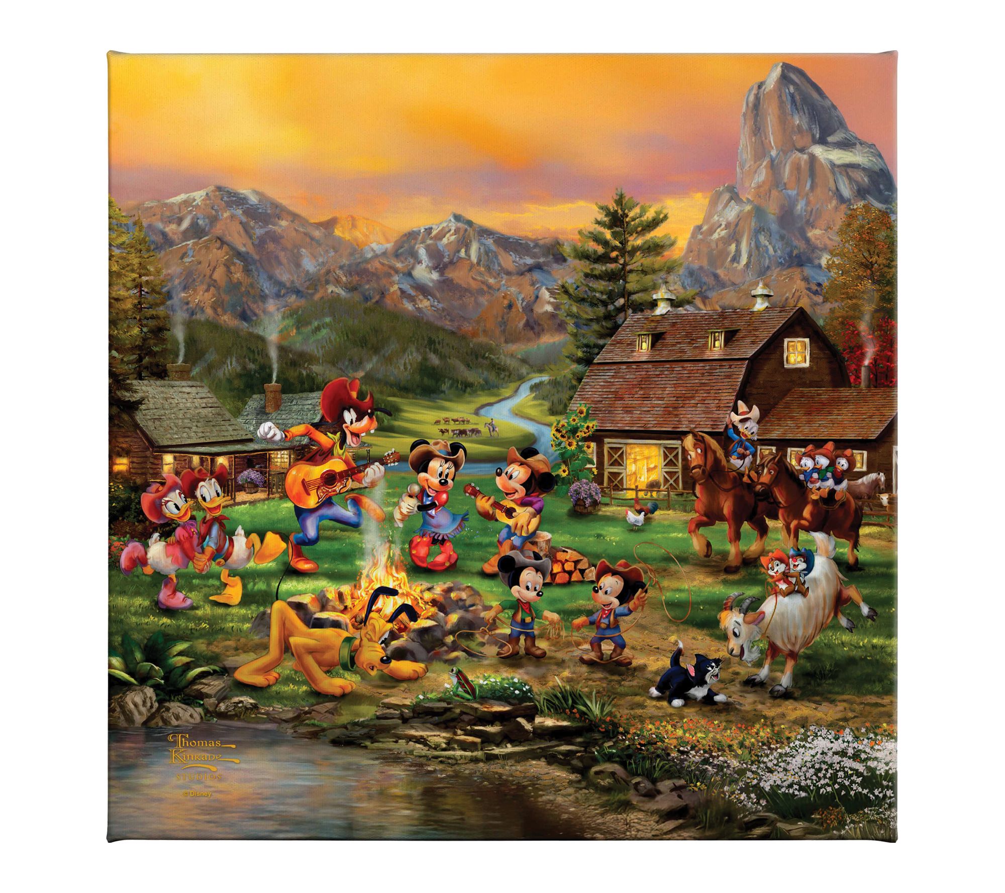 Thomas Kinkade Mickey&Minnie Rocky Mountain 14x14 Gallery Wrap