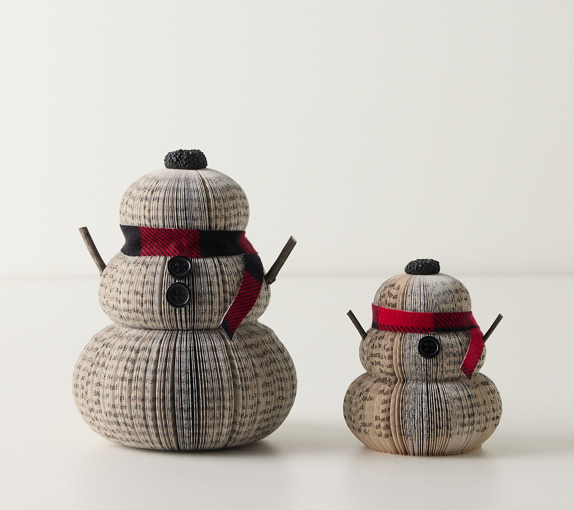 Root To Vine Set of Snowmen Upcycled Book Holiday Decor