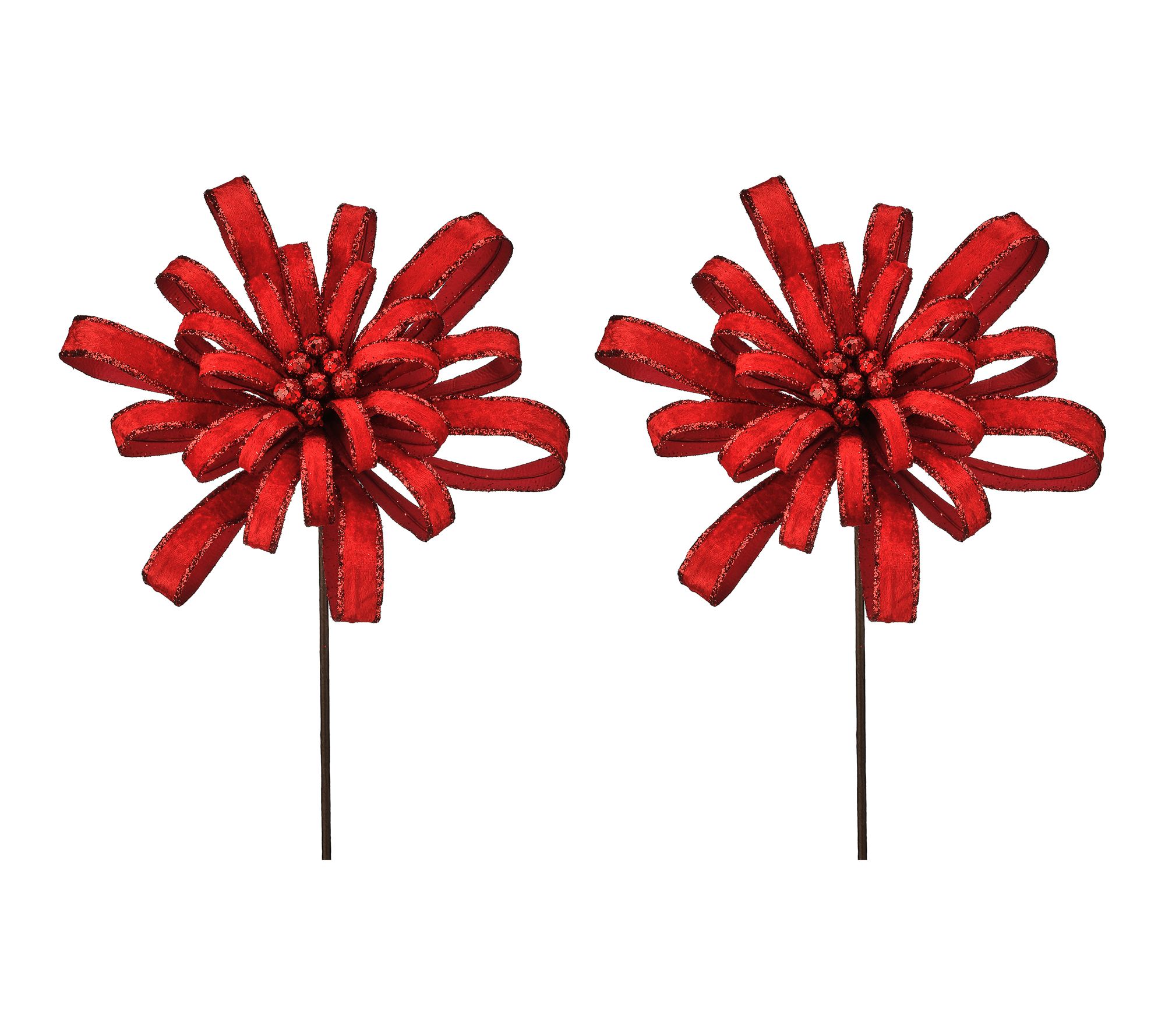 19" Glitter Edge Petal Blossom Stem Set of 2 by Valerie
