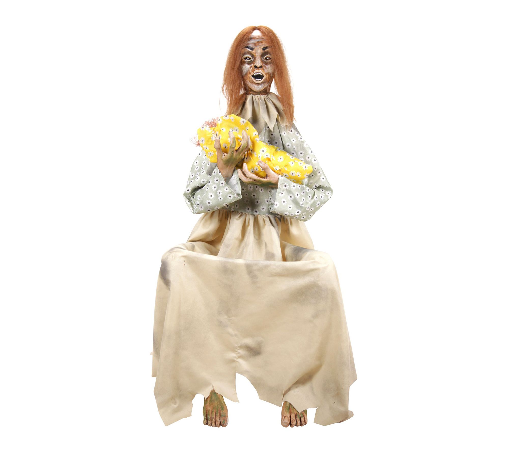 Haunted Hill Farm 3.8-Ft. Sitting Woman With Doll Animatronic