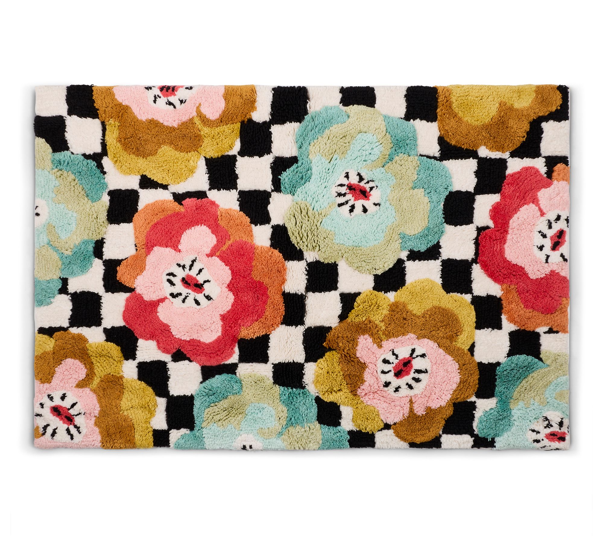 MacKenzie -Childs Checkerboard in Bloom Bath Rug