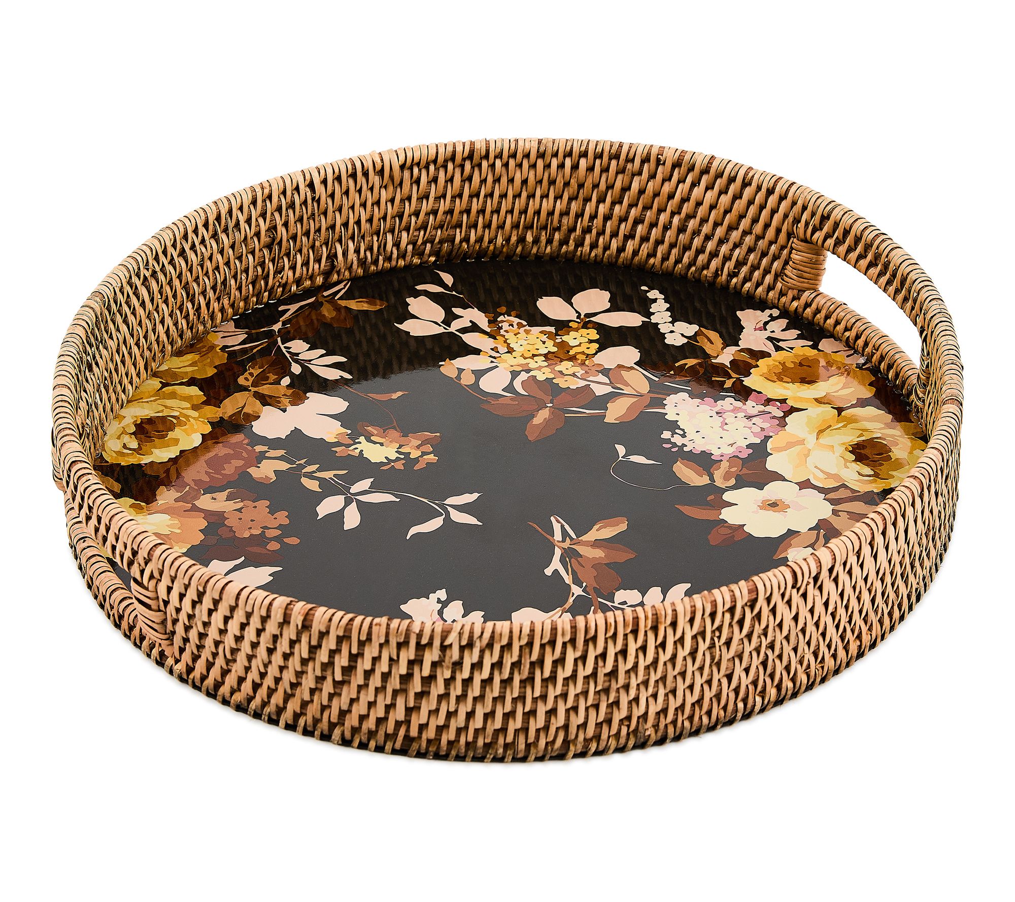 MacKenzie -Childs Enamel & Rattan Round Serving Tray