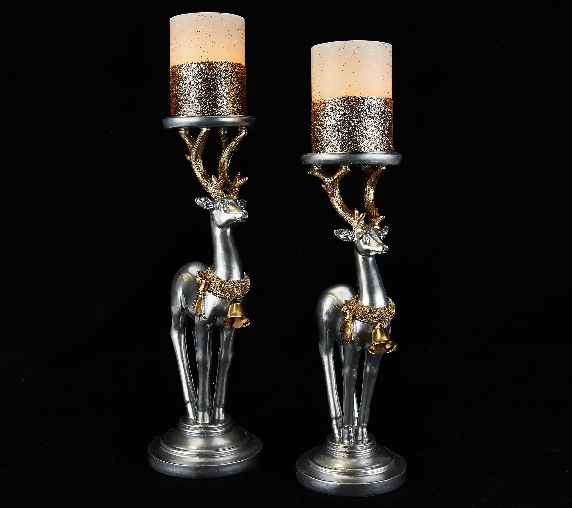 S/2 Reindeer Pedestals with Flameless Candles by Home Reflections