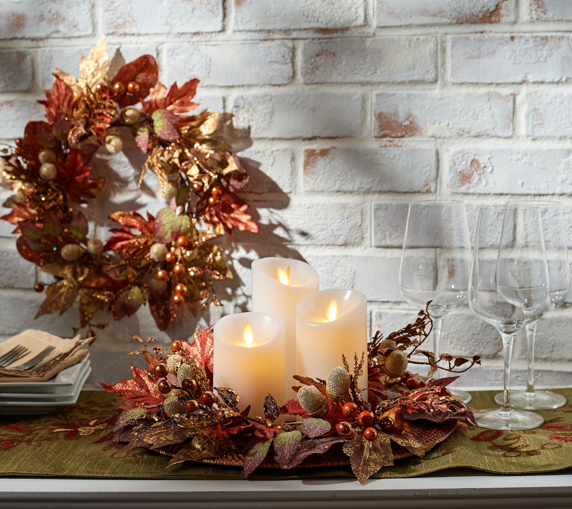 Set of (2) 16" Autumn Beauty Harvest Wreaths by Valerie