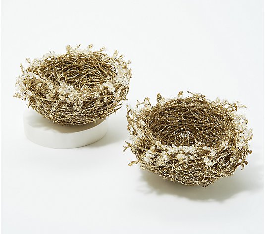 Inspire Me! Home Decor Set of 2 Decorative Glitter Nests