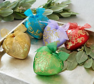Set of 5 Glass Scroll Heart Ornaments with Gift - H231448