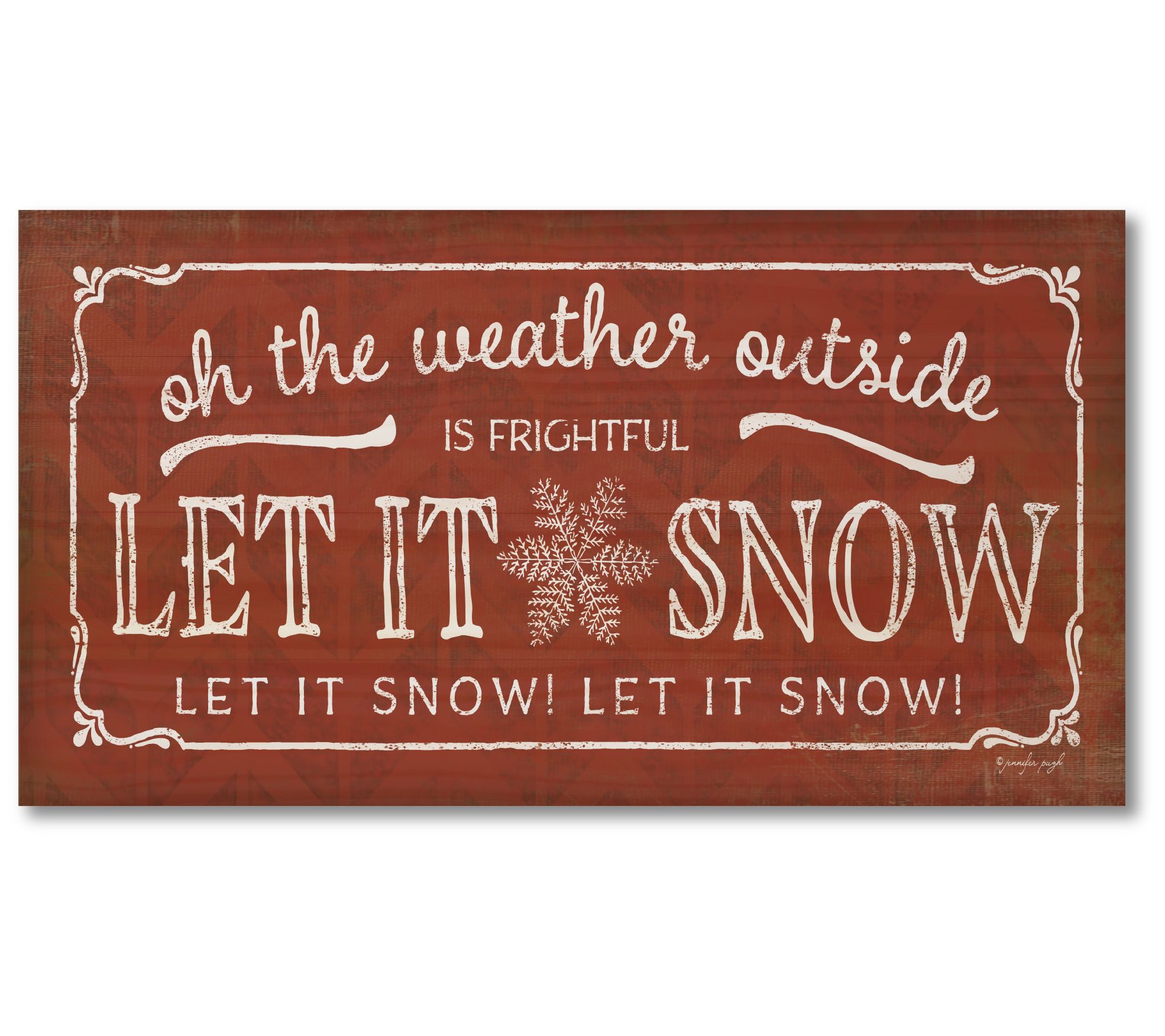 Courtside Market Let It Snow Red White Border 12x24 Wood Sign