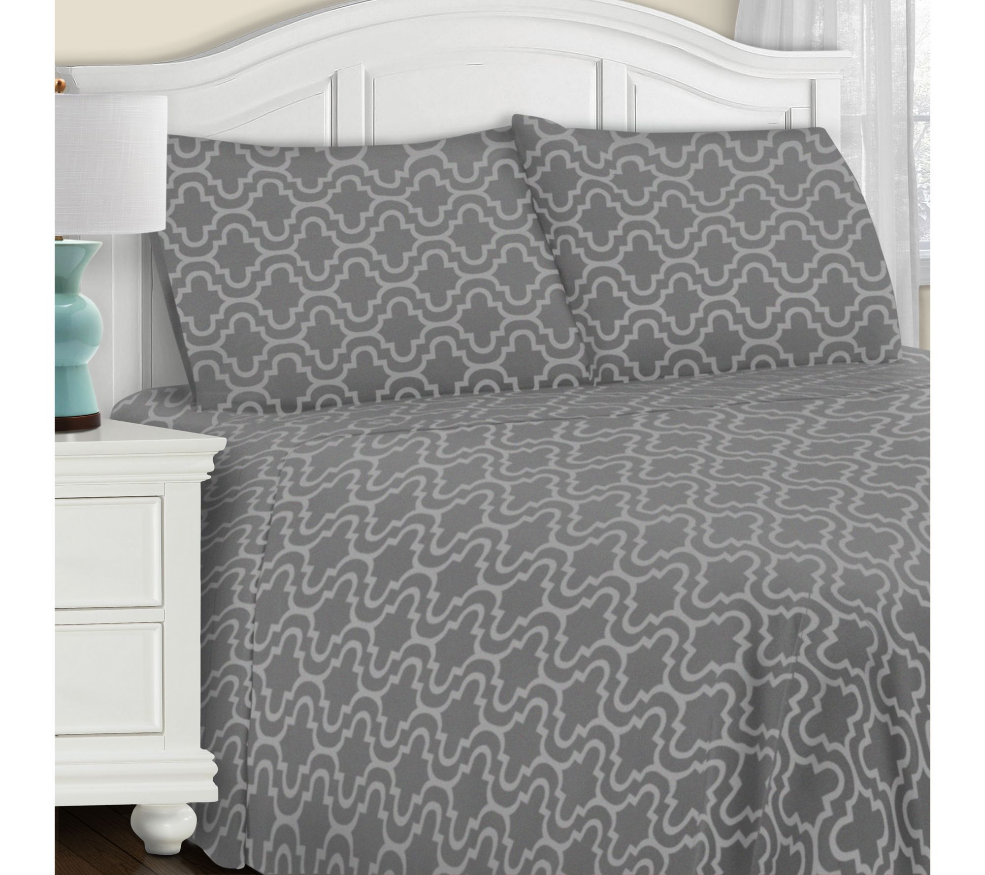 Superior Cotton Flannel Trellis Deep Pocket She et Set, Full