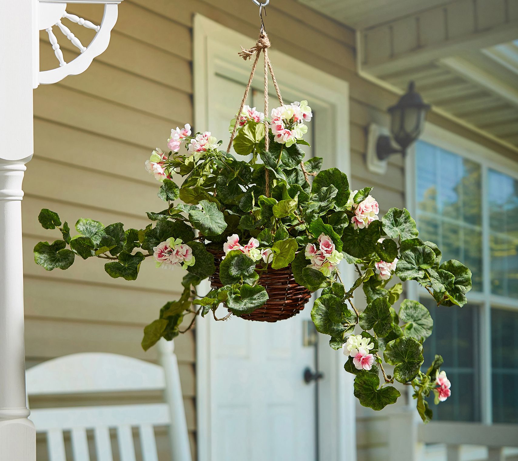 Nature Spring Faux Pink Geranium Hanging Plant