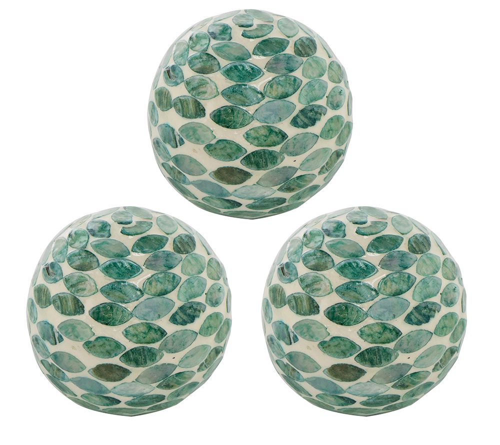 Design Toscano Set of Three Royal Peacock Feather Orb Balls 