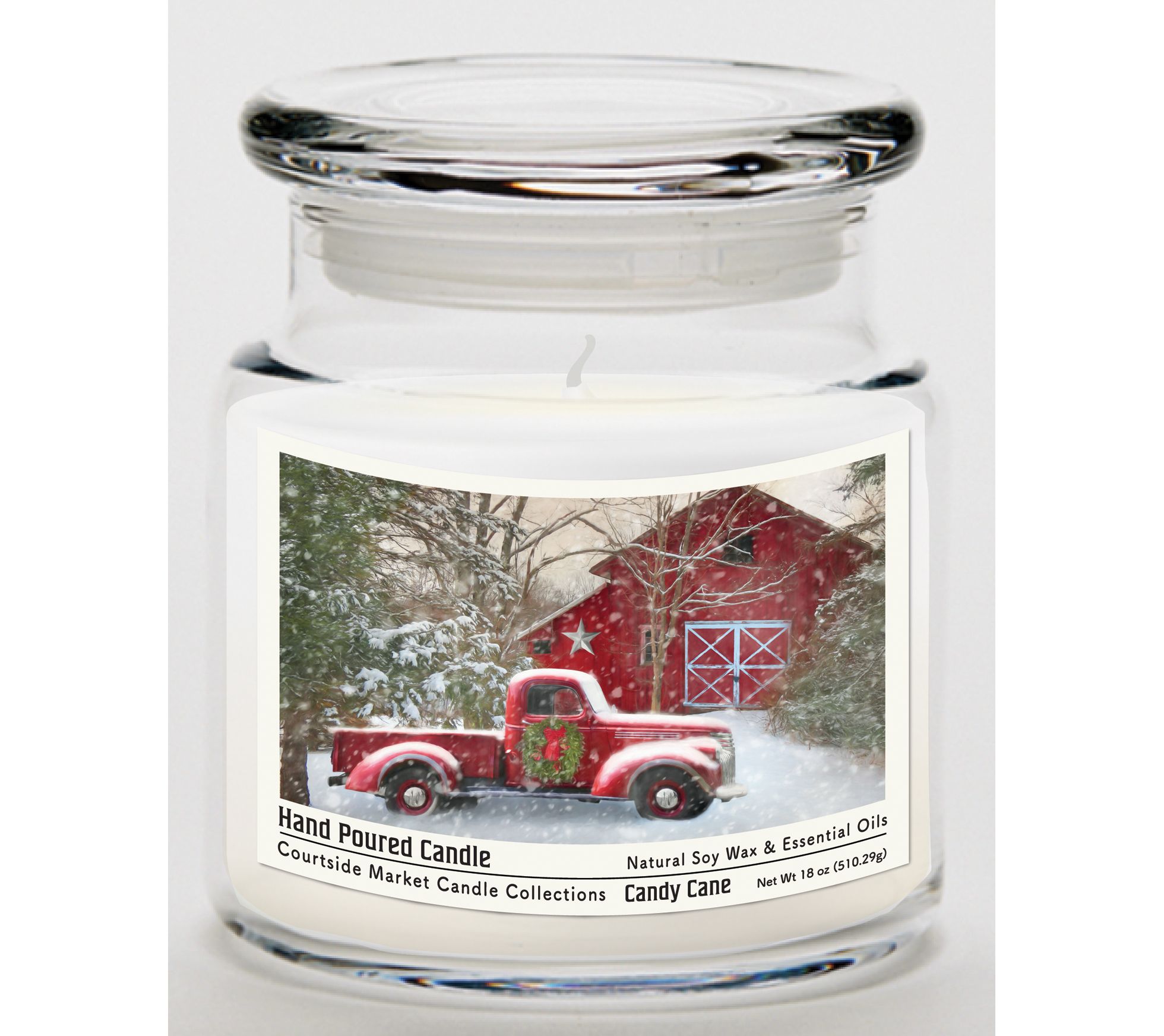 Courtside Market Barn with Truck Candle Glass Jar 18-oz