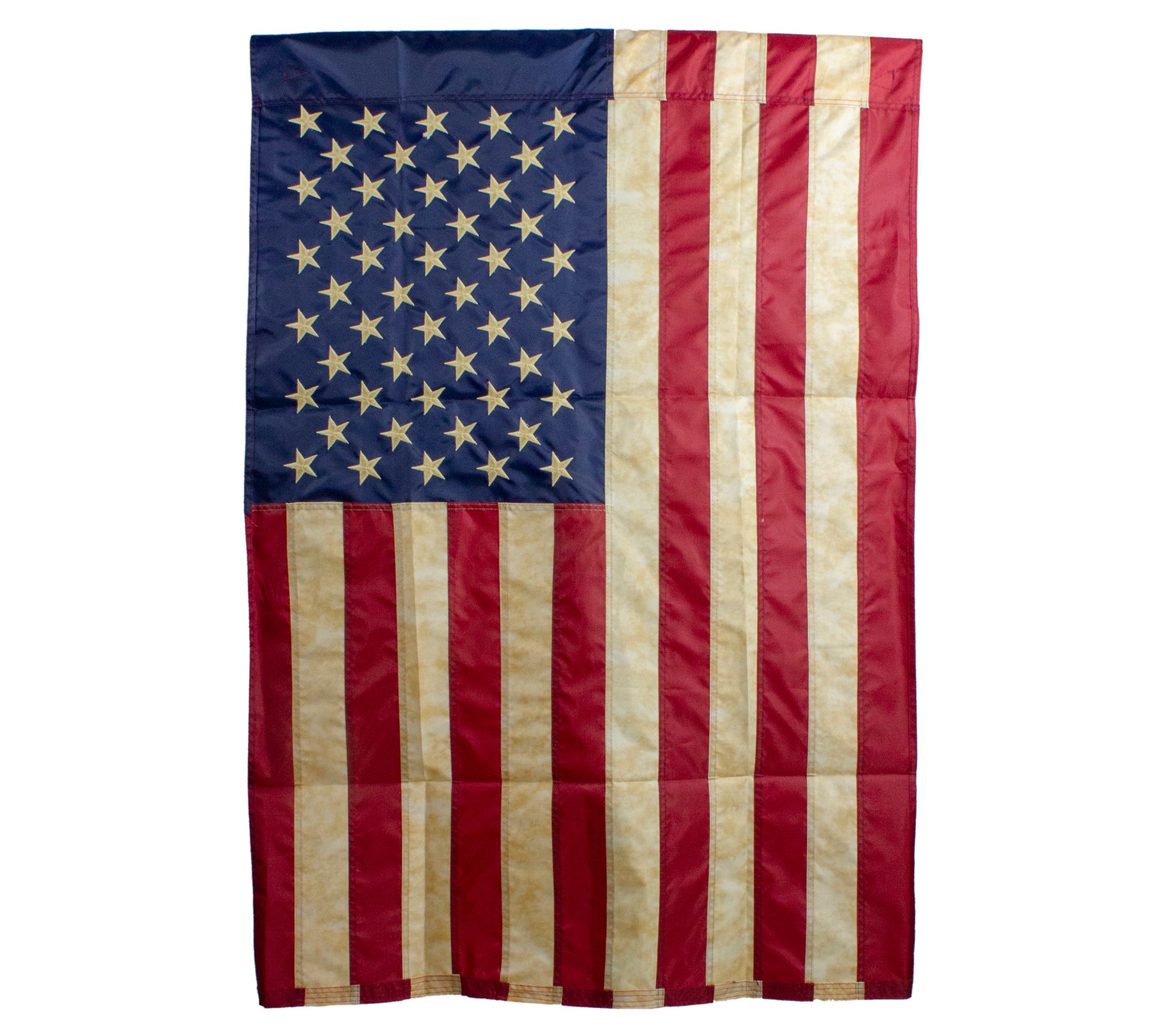 Northlight Red & Blue Embroidered Tea-Stained Aerican Flag