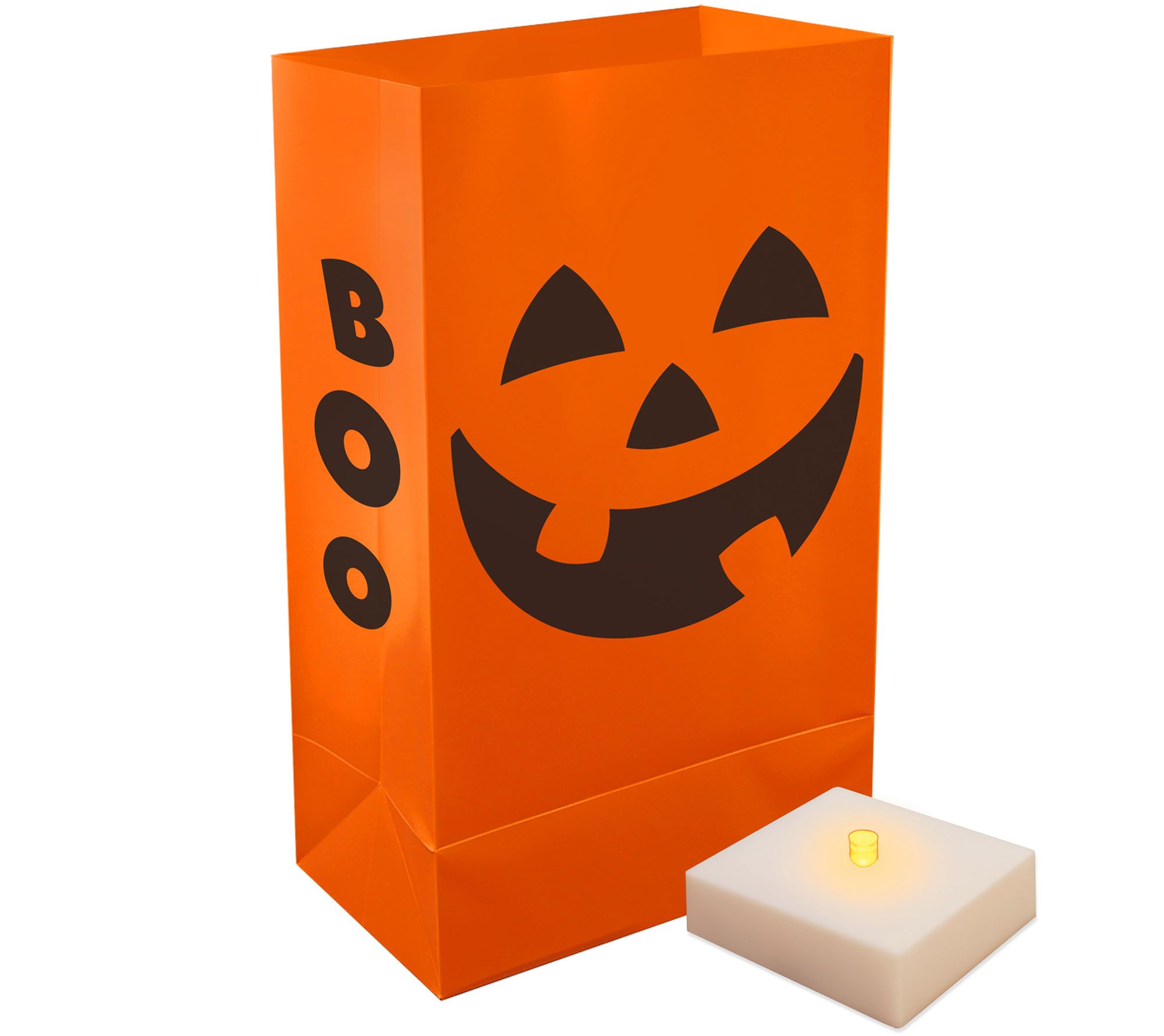 LumaBase 6 Orange Jack-O'-Lantern LED Luminarias with Timer
