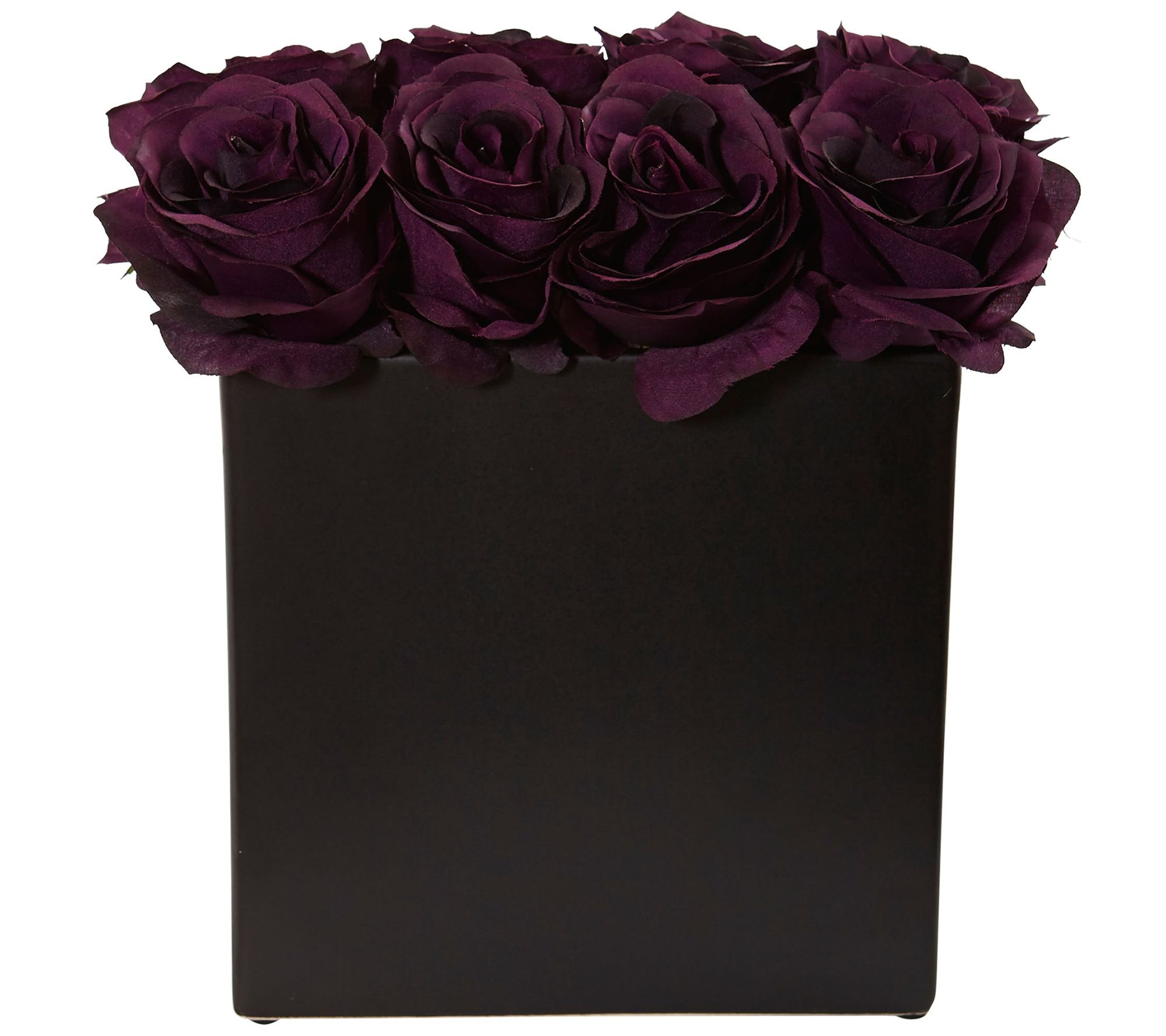 Rose Arrangement in Black Vase by Nearly Natural