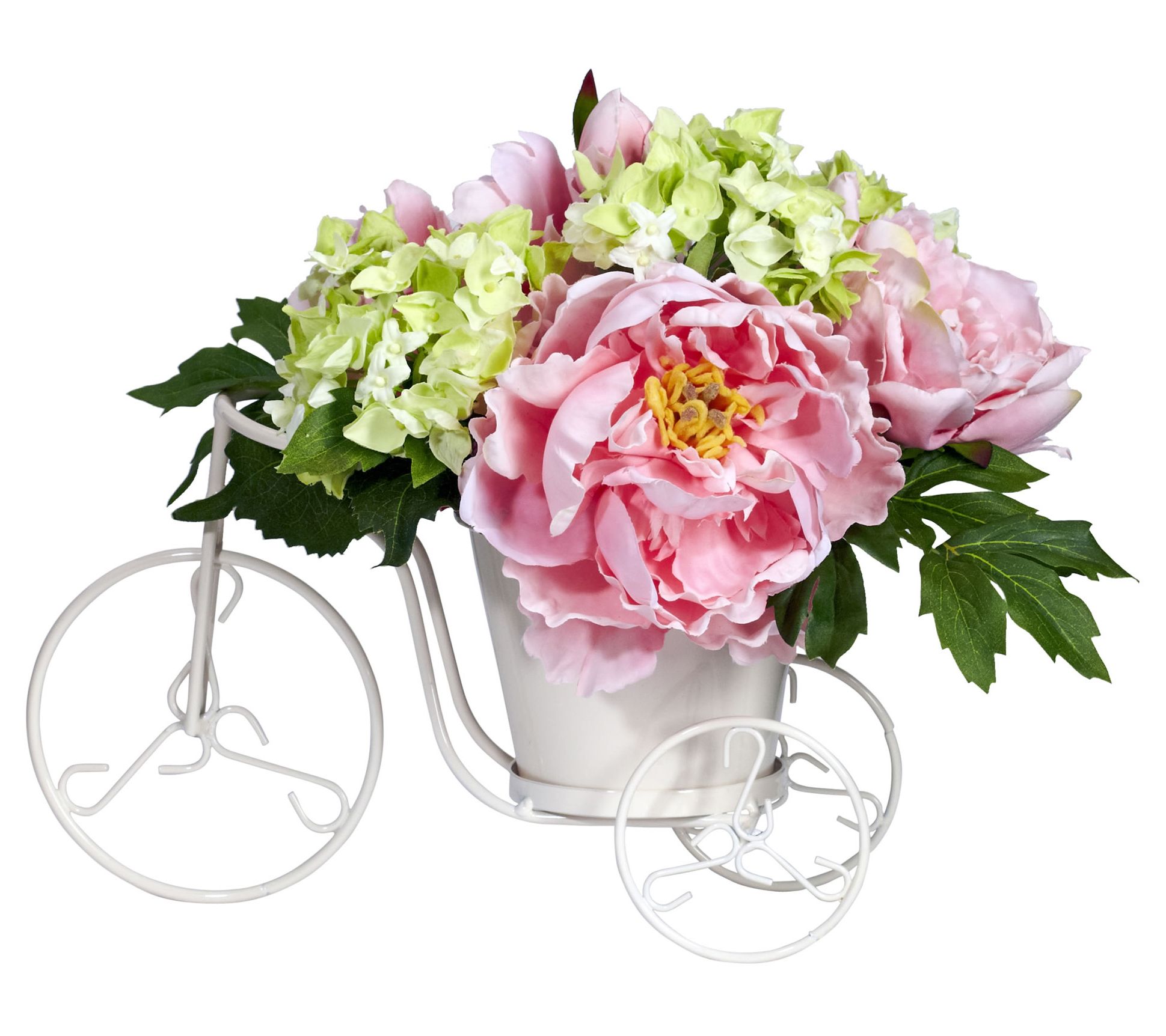 Peony and Hydrangea Tricycle Arrangement by Nearly Natural