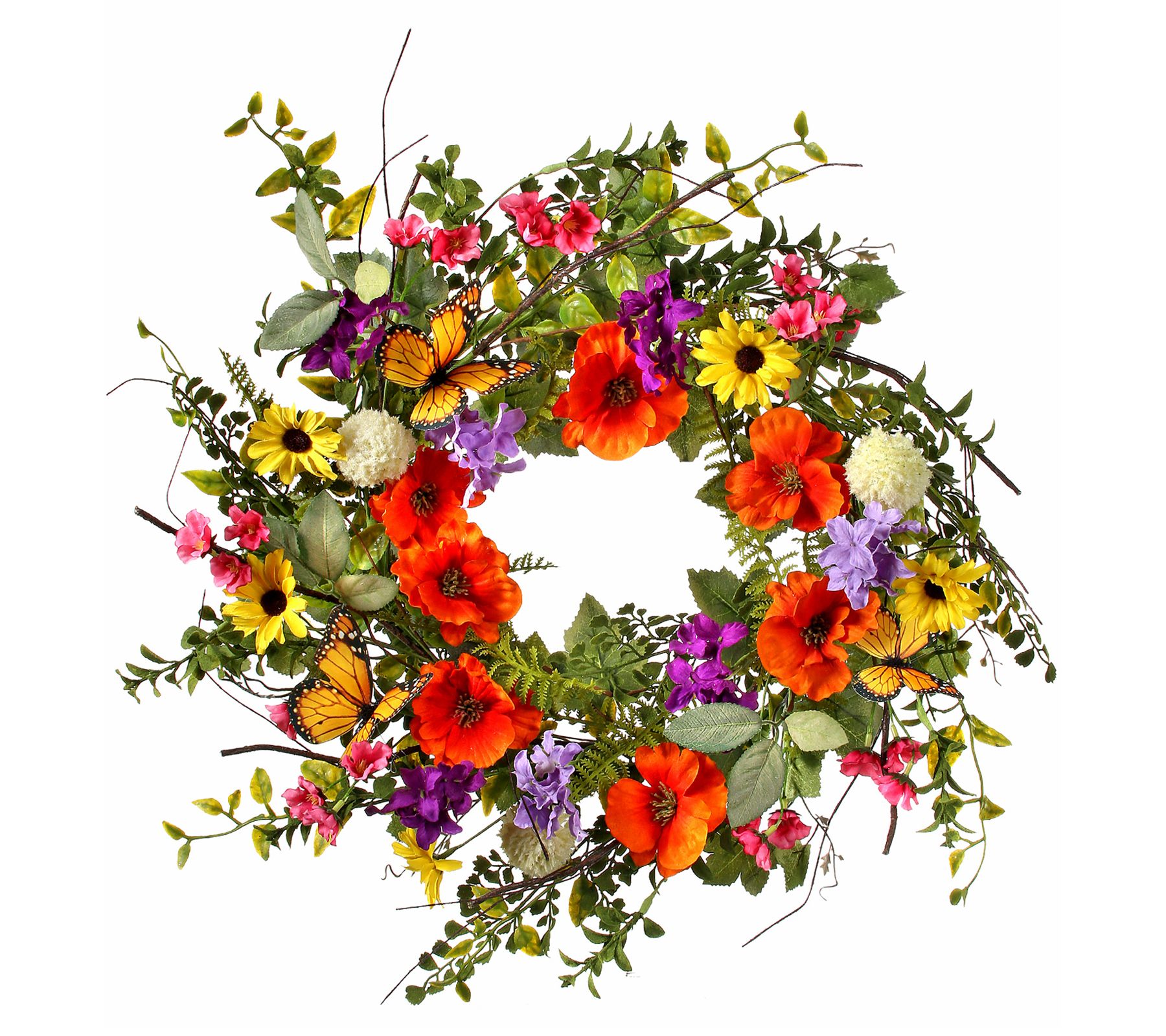 Summer Flowers With Monarch Butterflies Wreathy Valerie