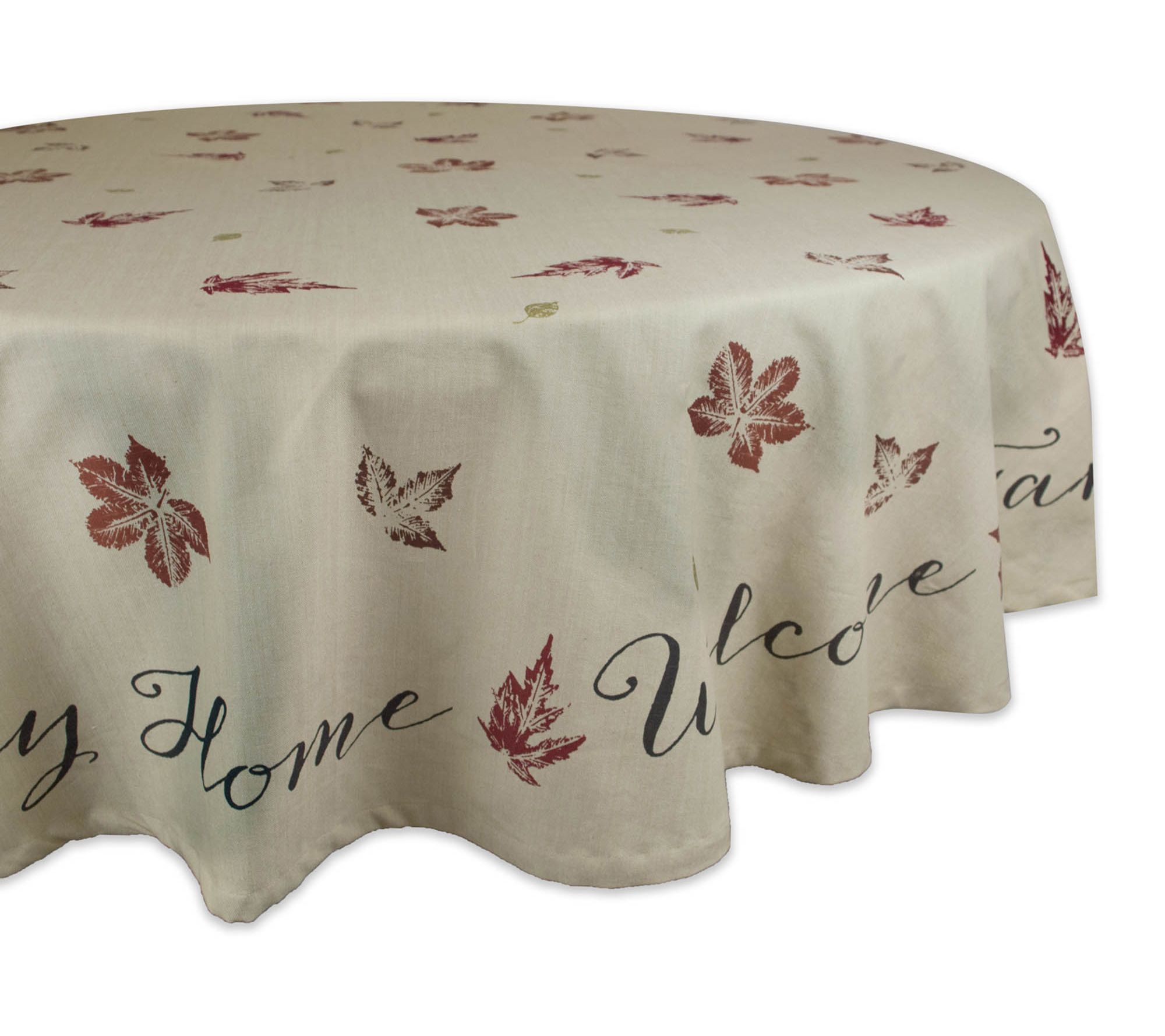 Design Imports Rustic Leaves Printed Tablecloth70" Round