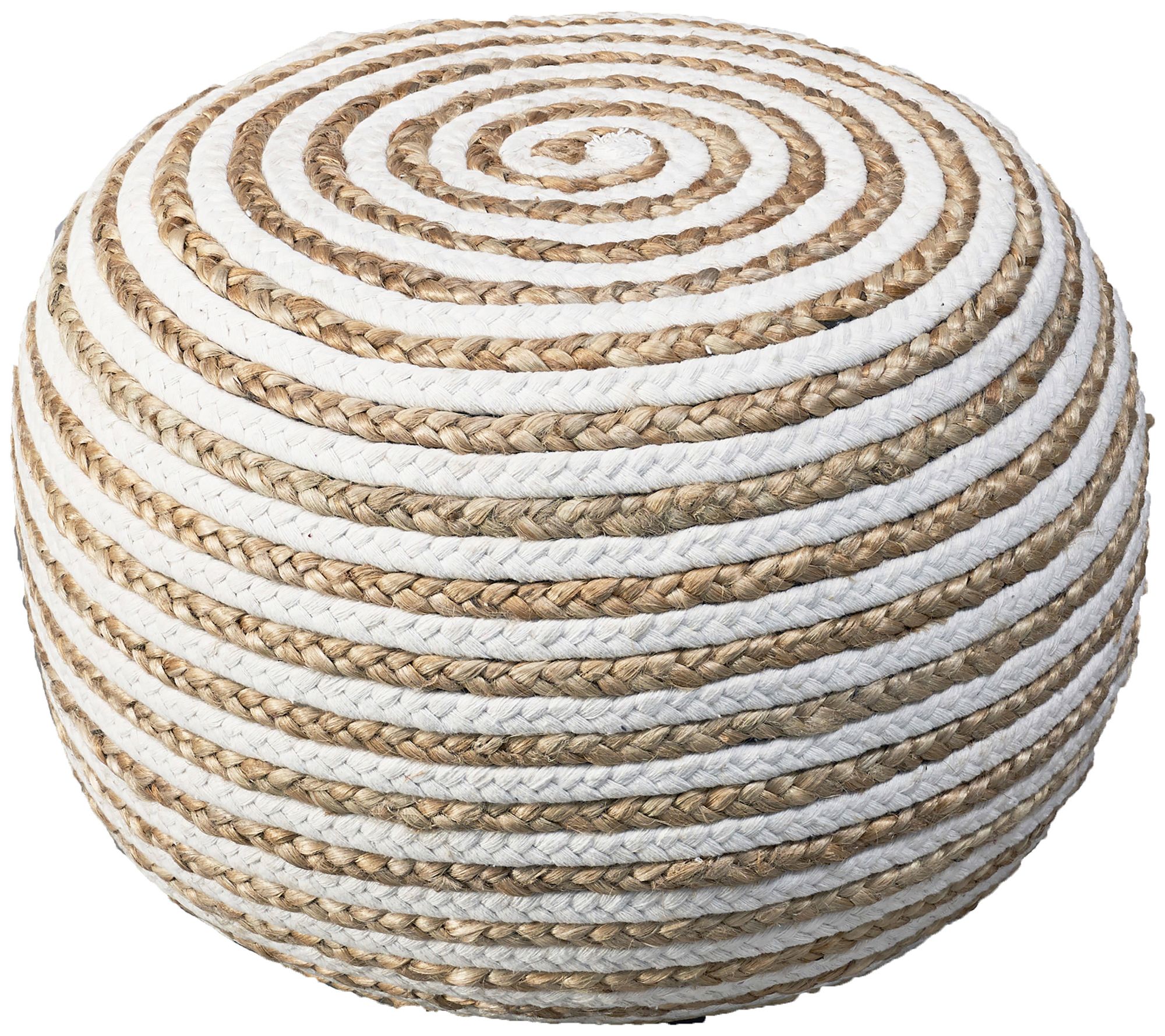 Ox Bay Natural Ivory Braided Pouf