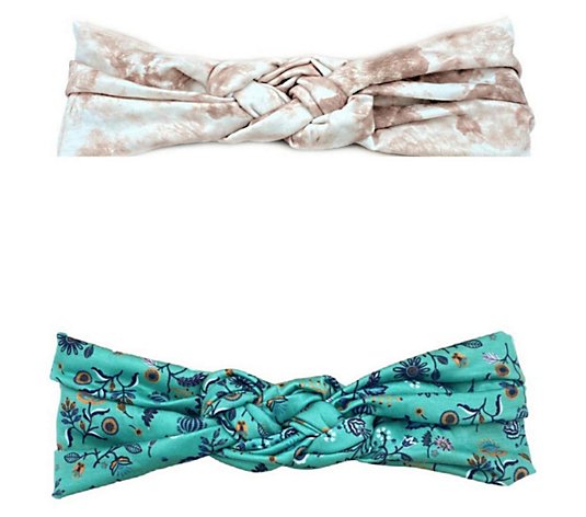 Headbands of Hope Teal Floral & Taupe Tie-Dye Infinity Turbans