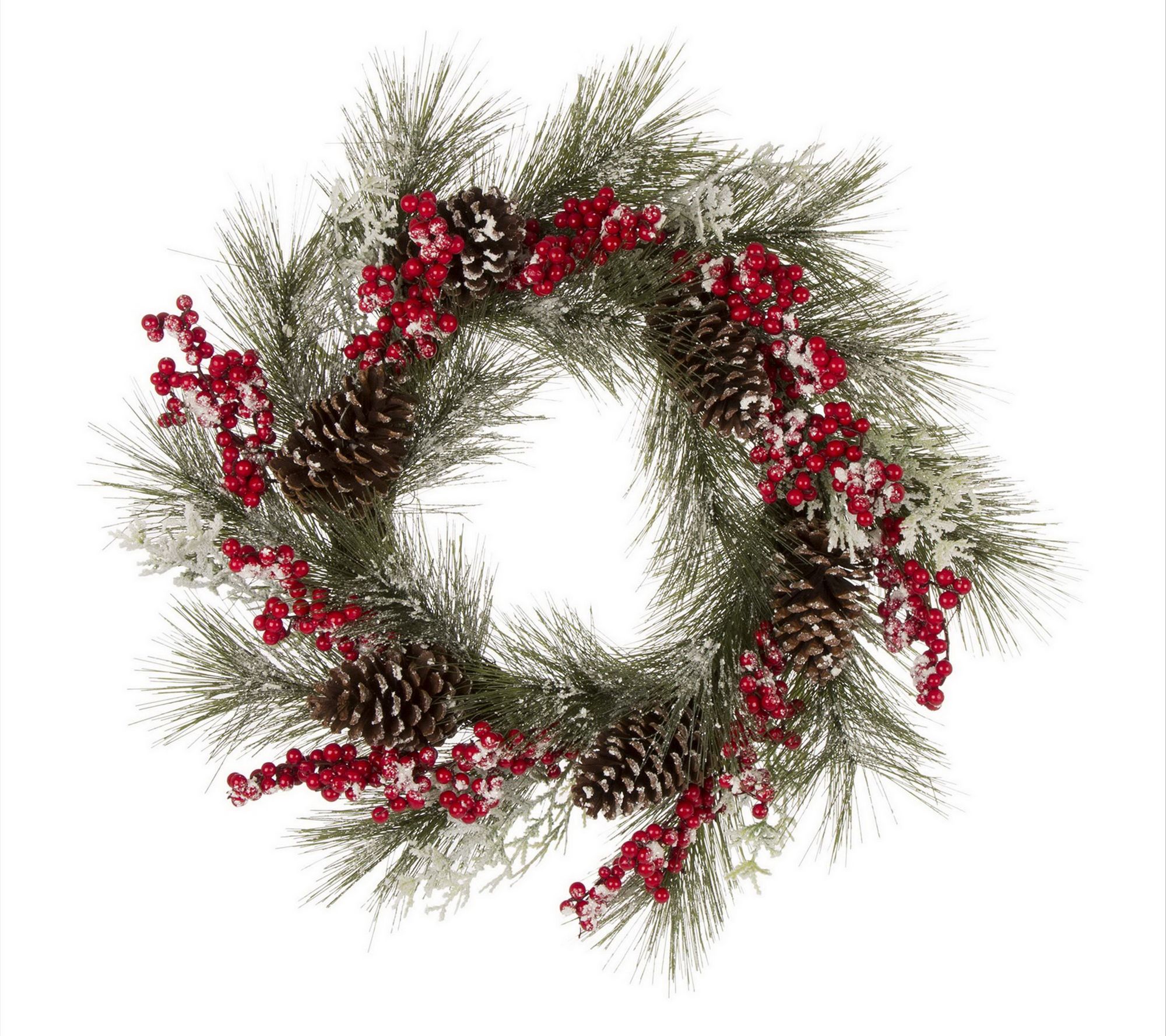 Glitzhome Flocked Pinecone & Berry Christmas Wreath
