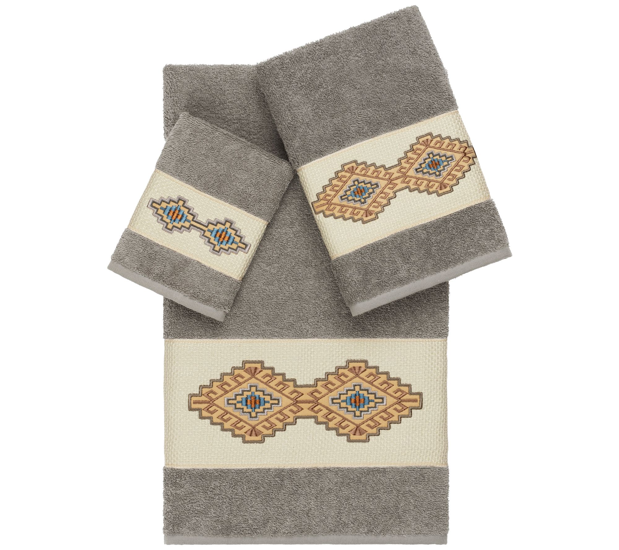 Linum Home Textiles Gianna 3PC Embellished Towel Set