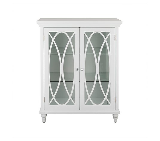 Florence Double Door Floor Cabinet, 2 Adjustable Glass Shelve