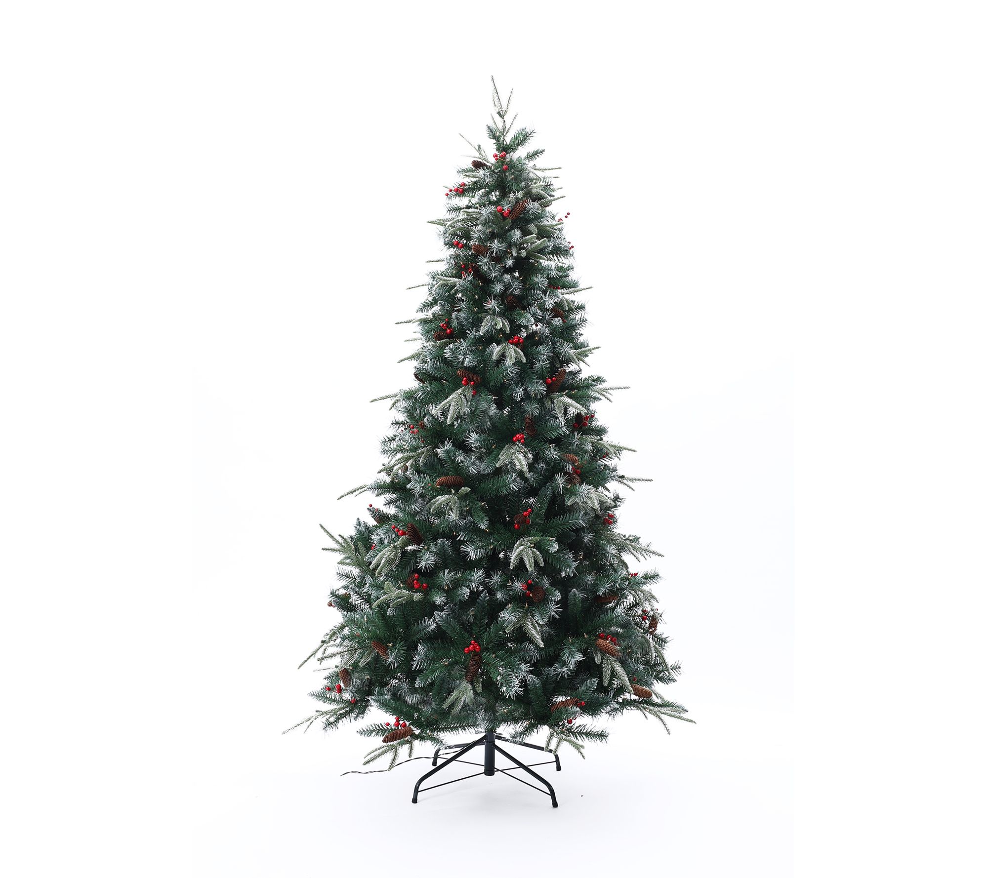 LuxenHome 7' PreLit LED Artificial Full Pine Christmas Tree