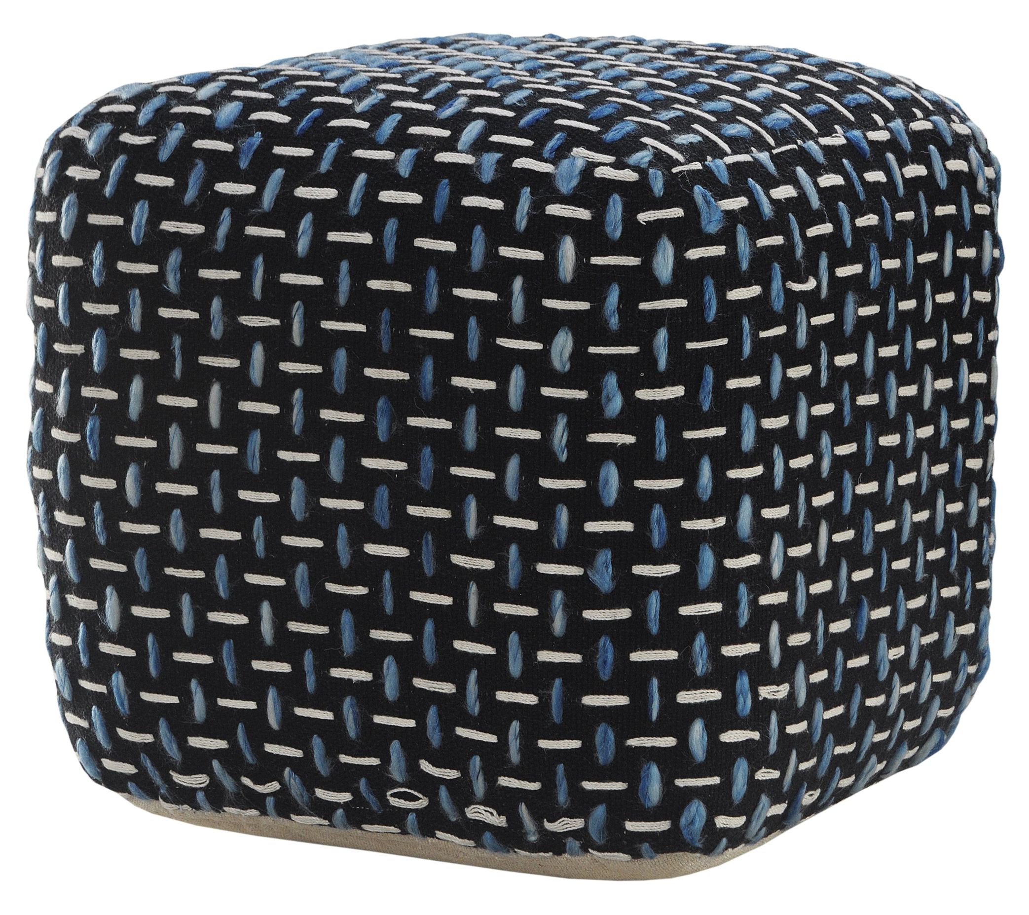Ox Bay Geometric Stitched Pouf Ottoman