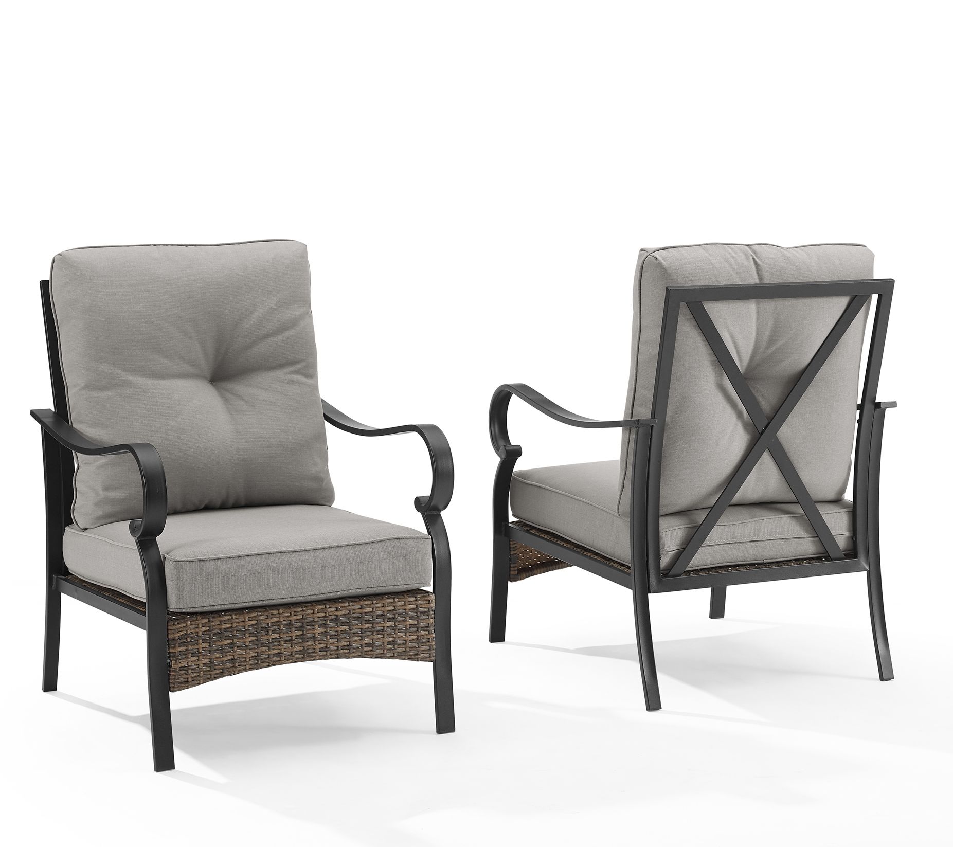 Crosley Dahlia 2Pc Outdoor Metal And Wicker Armhair Set